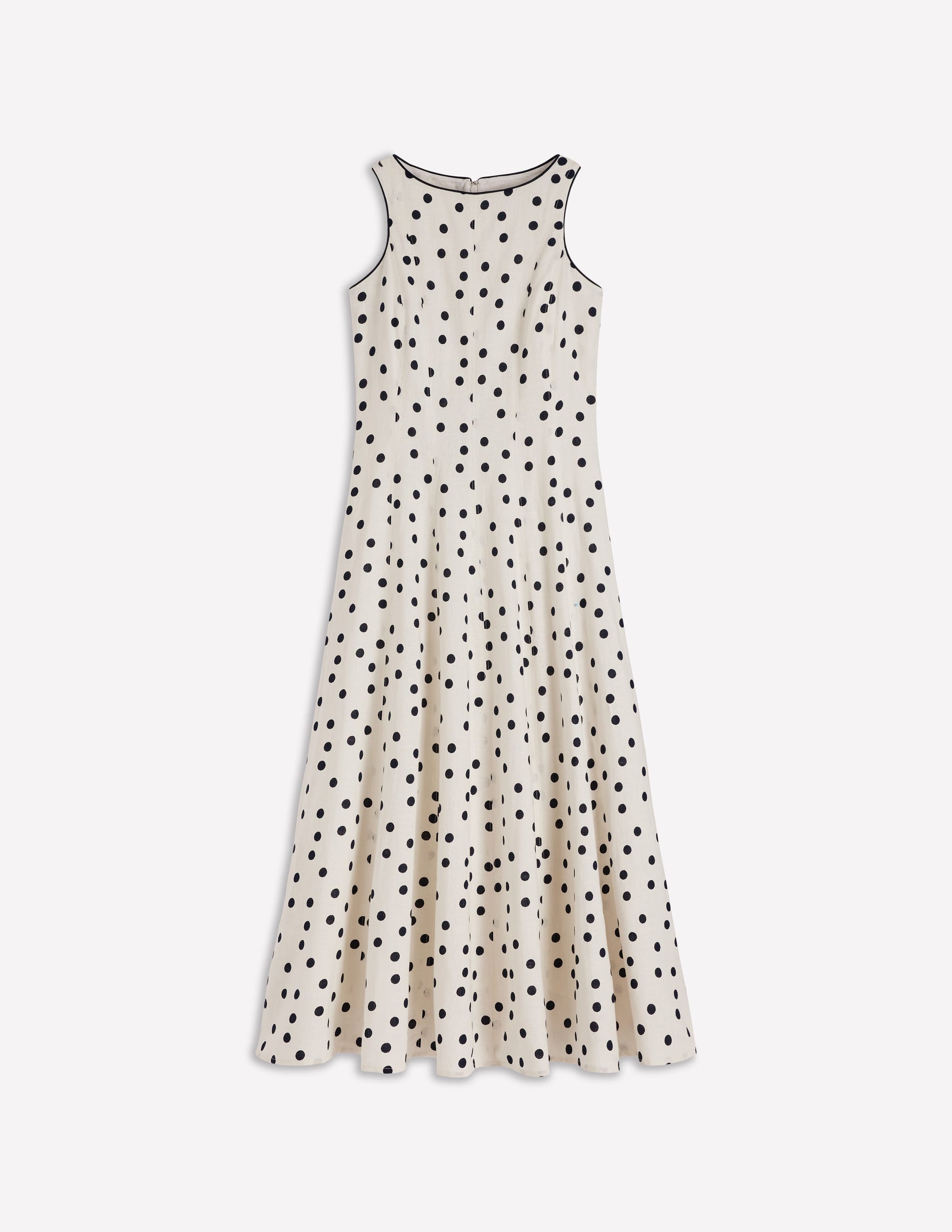 Annet Linen Blend Midi Dress-Ivory Painted Dot Spaced-7