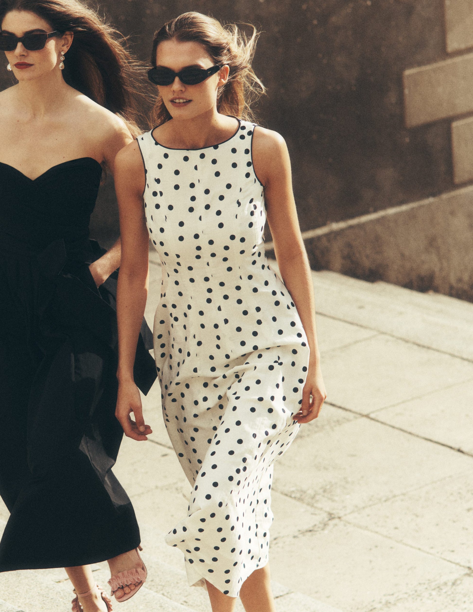 Annet Linen Blend Midi Dress-Ivory Painted Dot Spaced-1