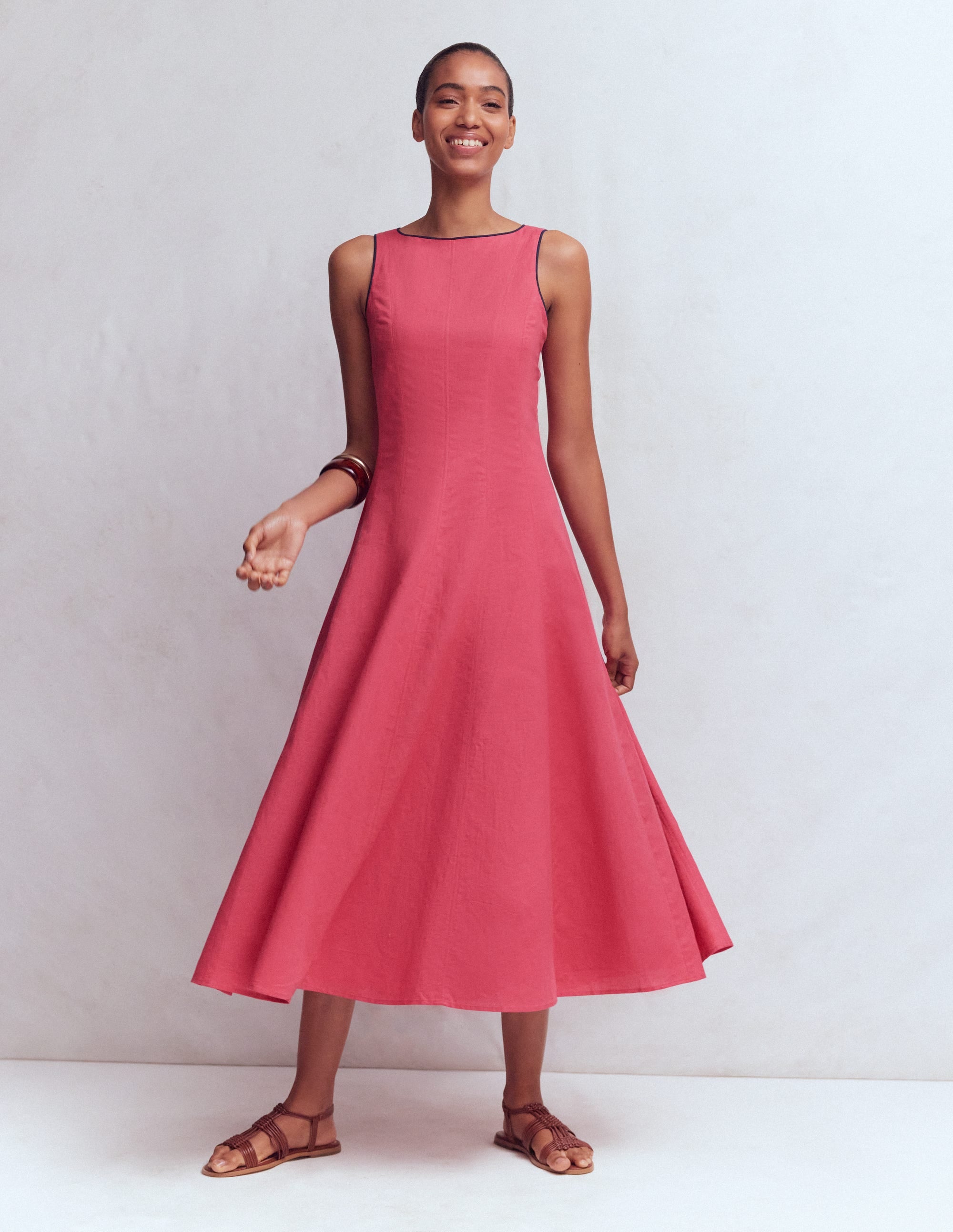 Annet Linen Blend Midi Dress-Cherry Blush - Image 1