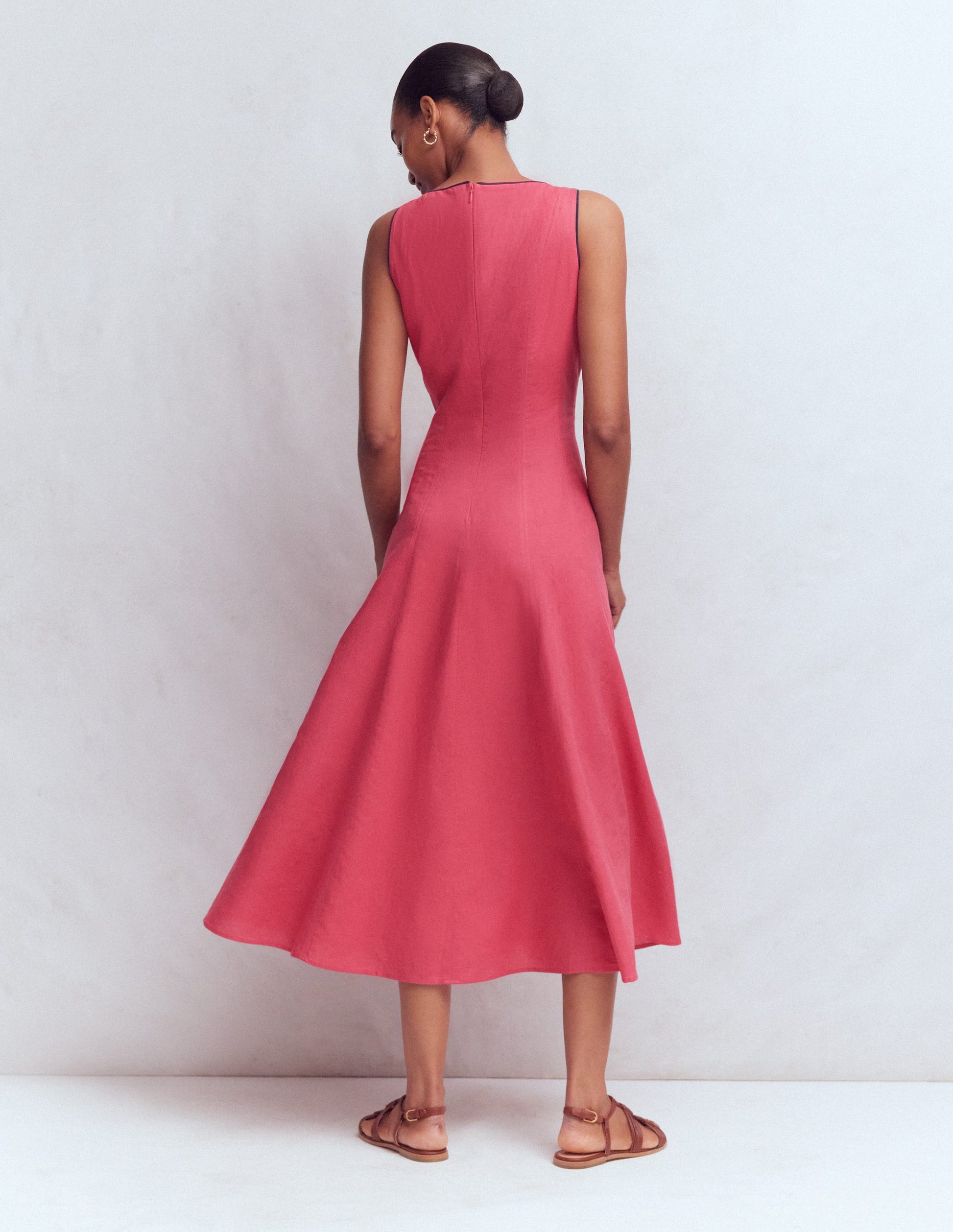 Annet Linen Blend Midi Dress-Cherry Blush-6