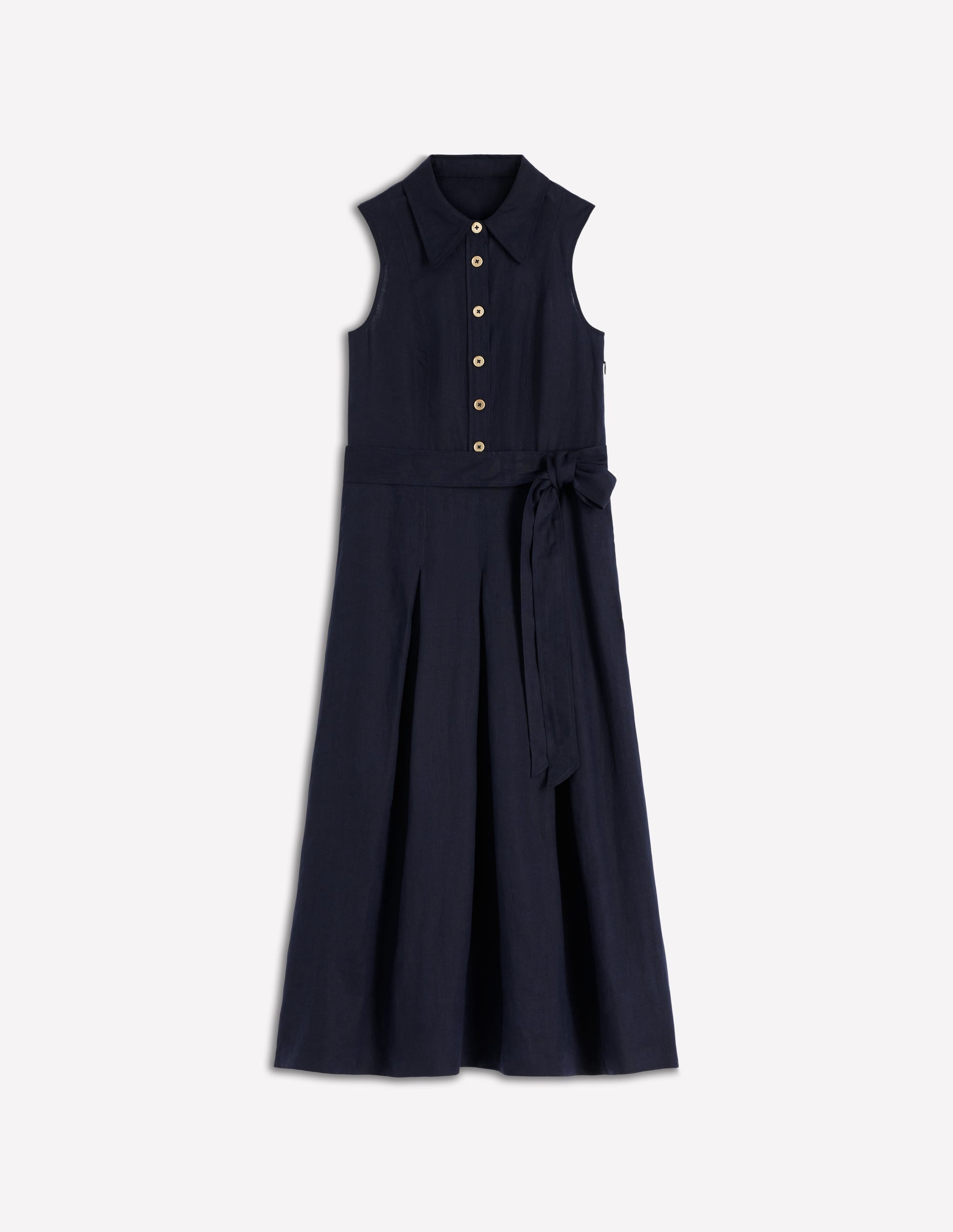 Belinda Linen Shirt Dress-Navy - Image 7