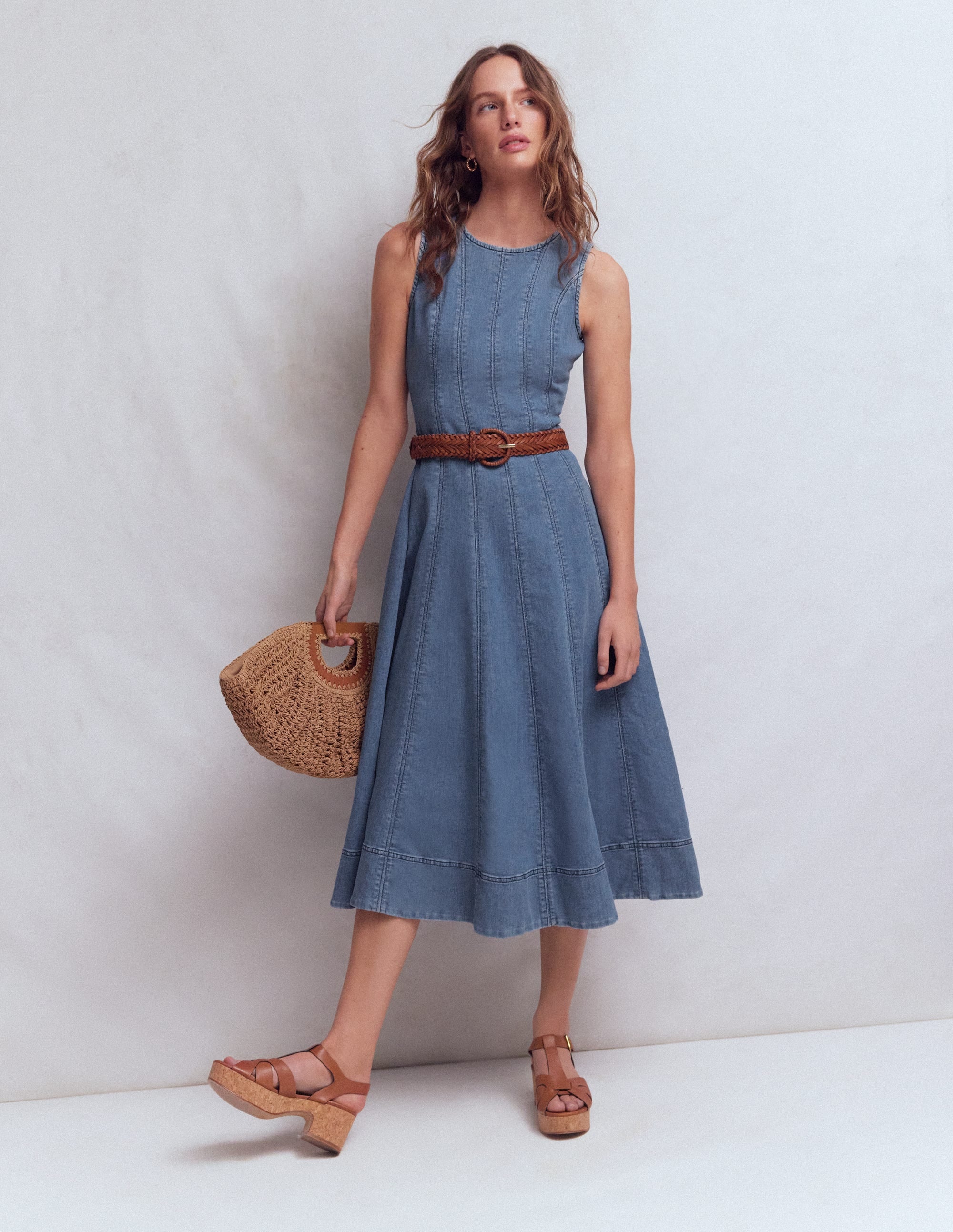 Annet Denim Midi Dress-Mid Vintage | Boden UK
