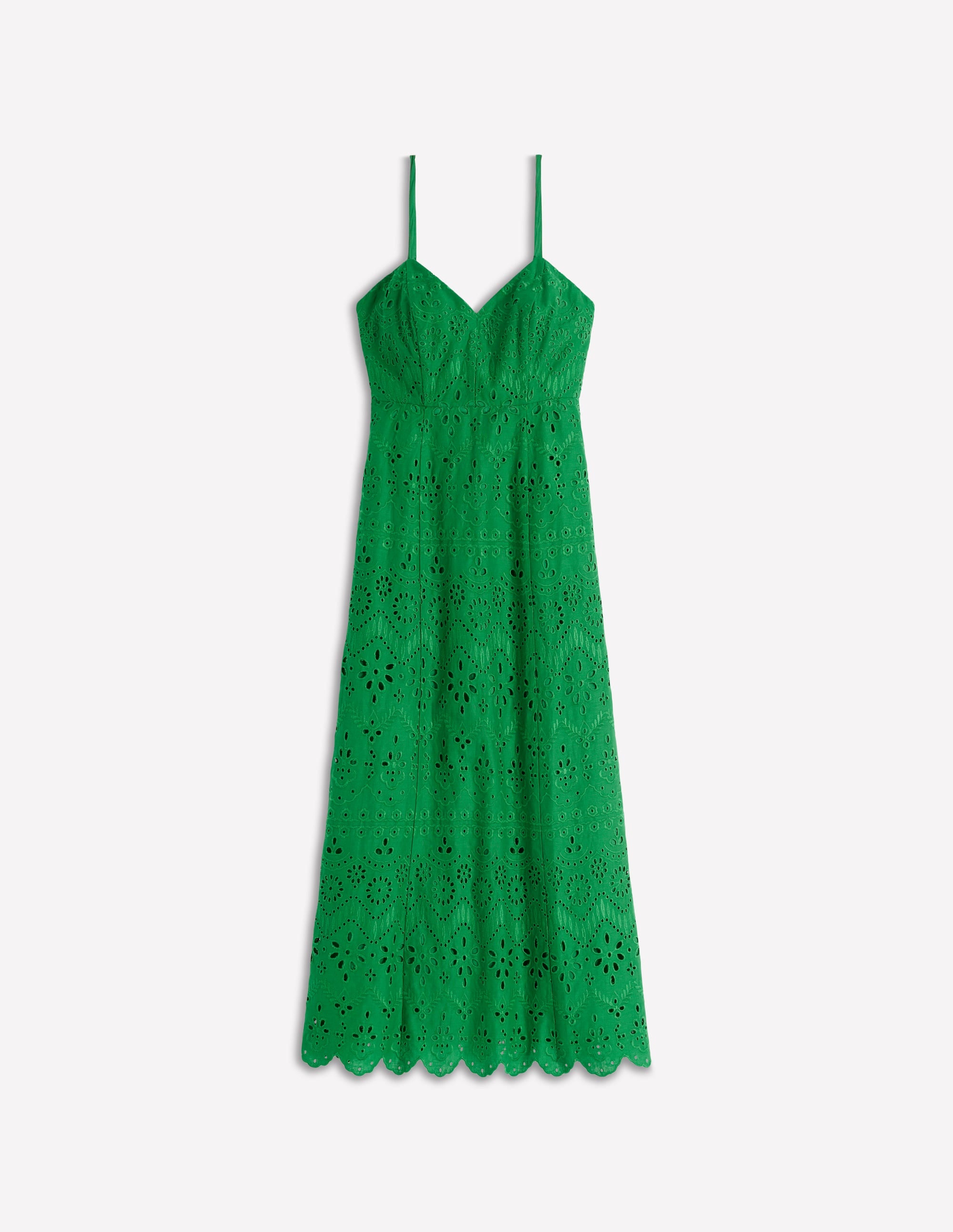 Empire Linen Broderie Dress-Rich Emerald Broderie - Image 7