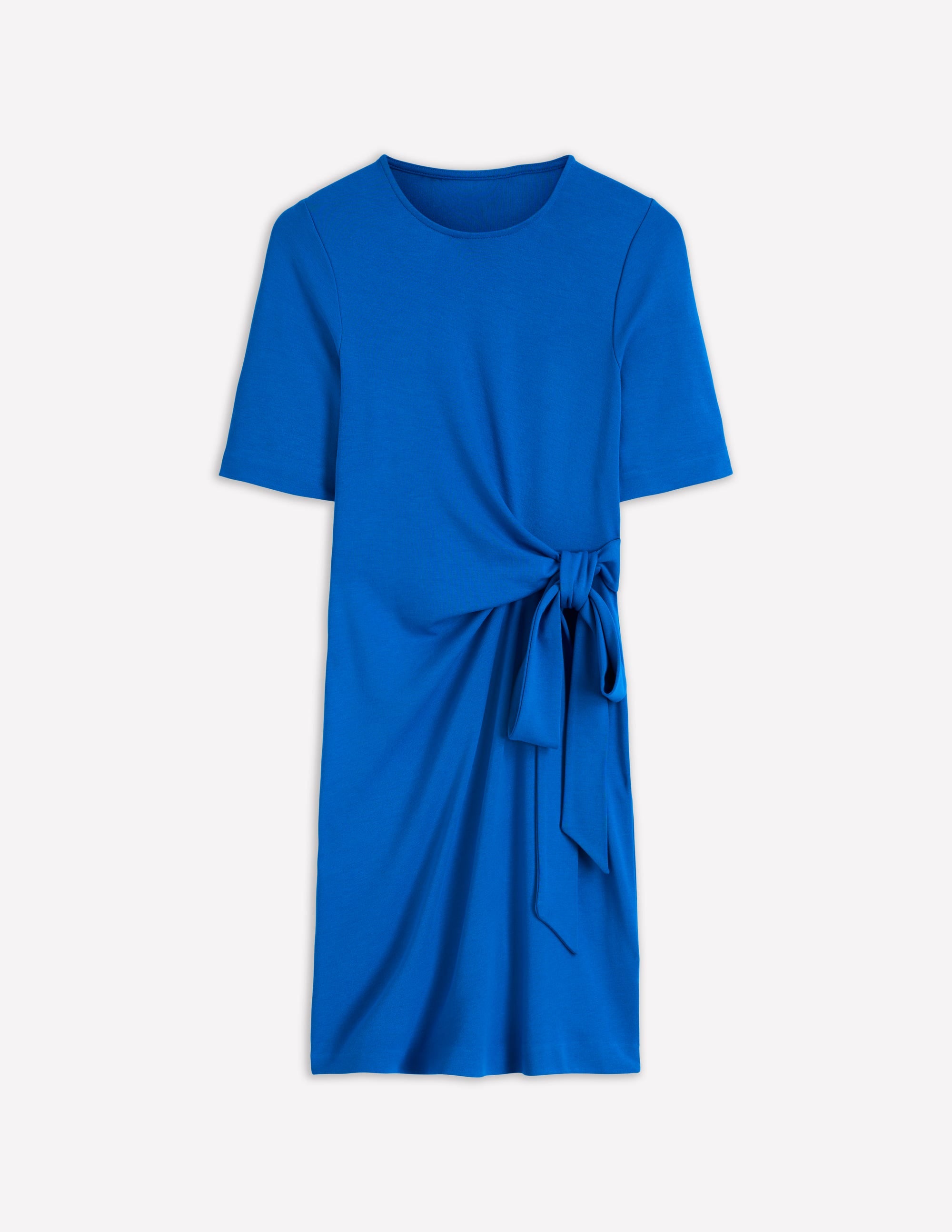 Zinnia Tie Jersey Short Dress-Kingfisher Blue - Image 5