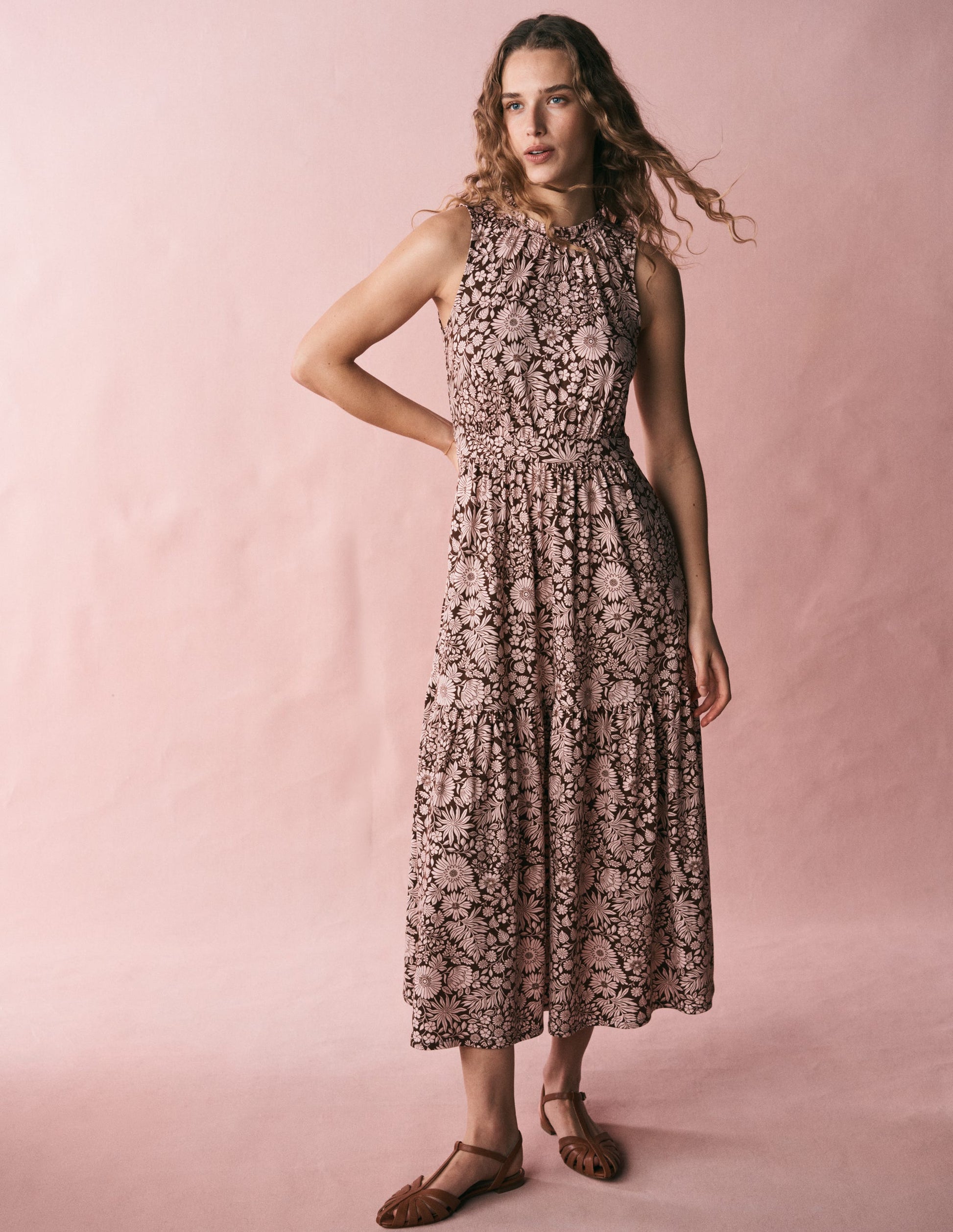 Camalie Jersey Maxi Dress-Raw Umber, Flowerbed Bloom-7