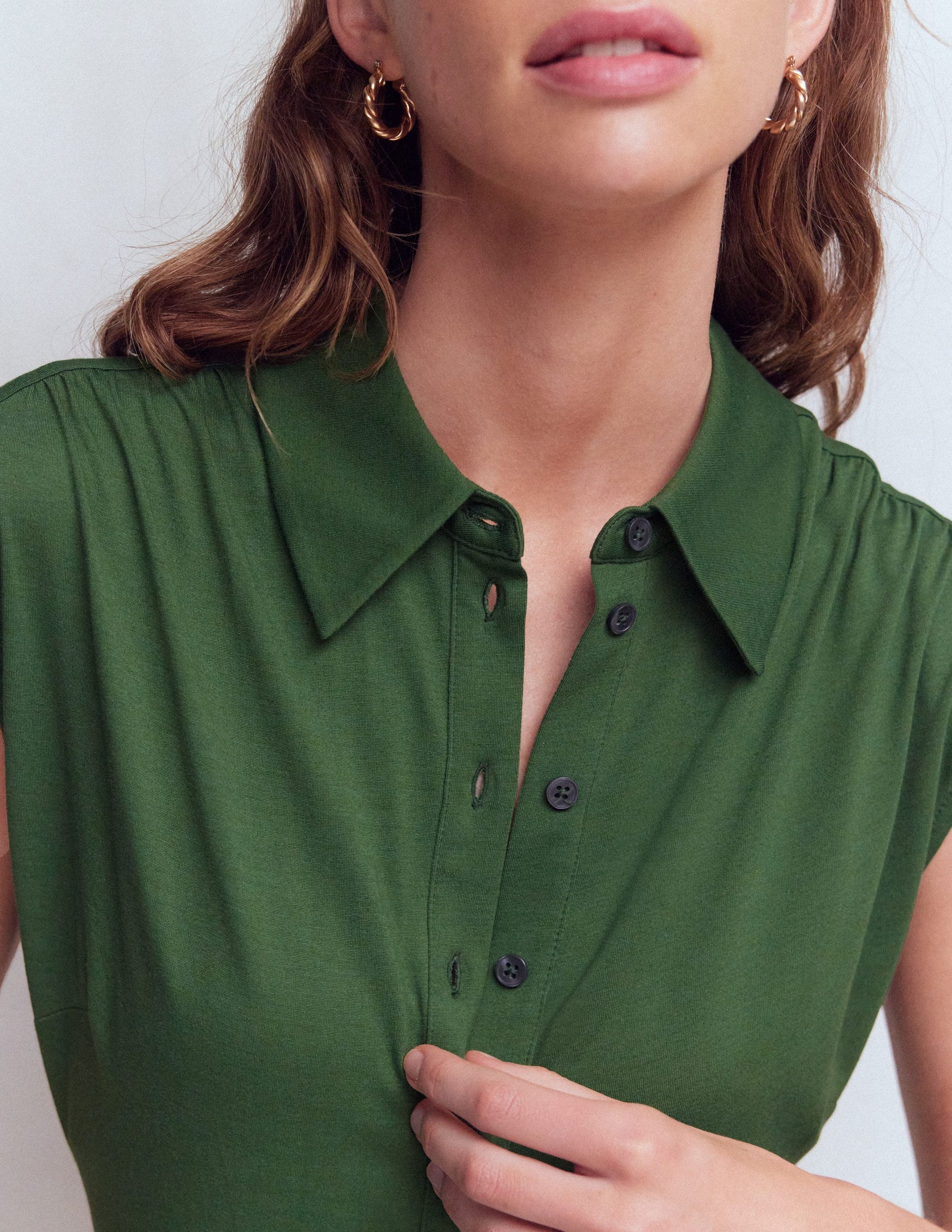 Honor Short Jersey Shirt Dress-Broad Bean-2