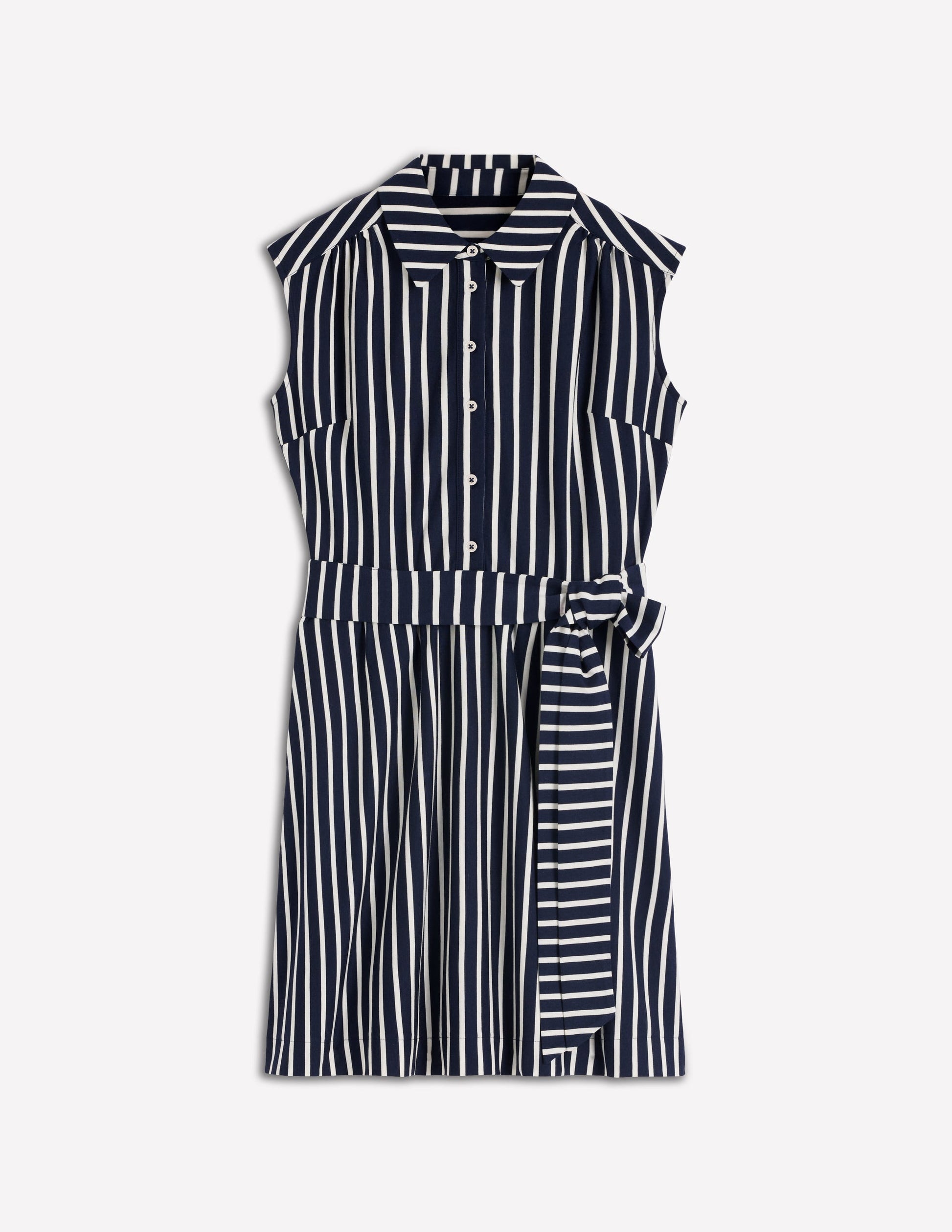 Honor Short Jersey Shirt Dress-Navy and White Stripe-5