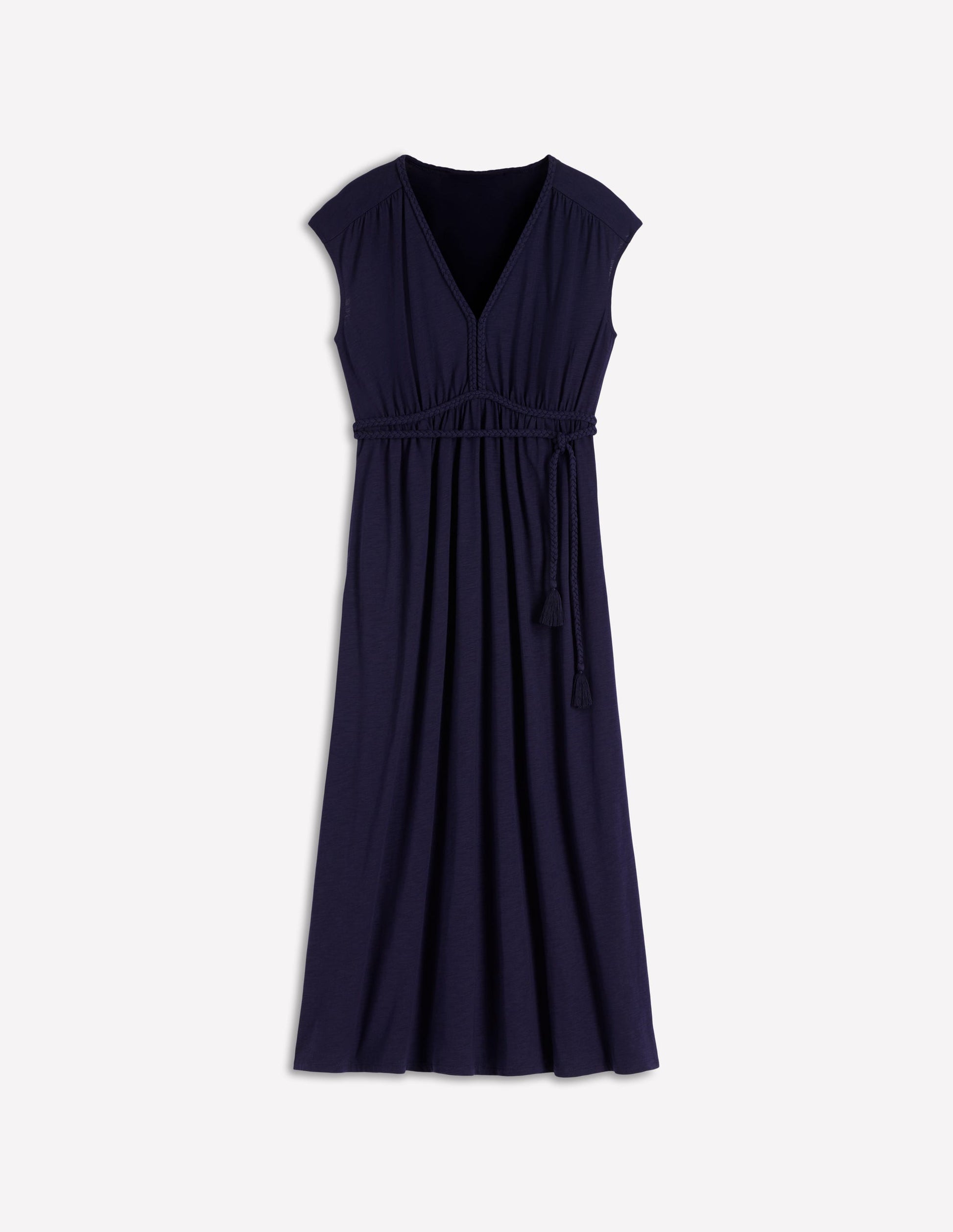Heidi Ruched Rope Jersey Dress-Navy-6