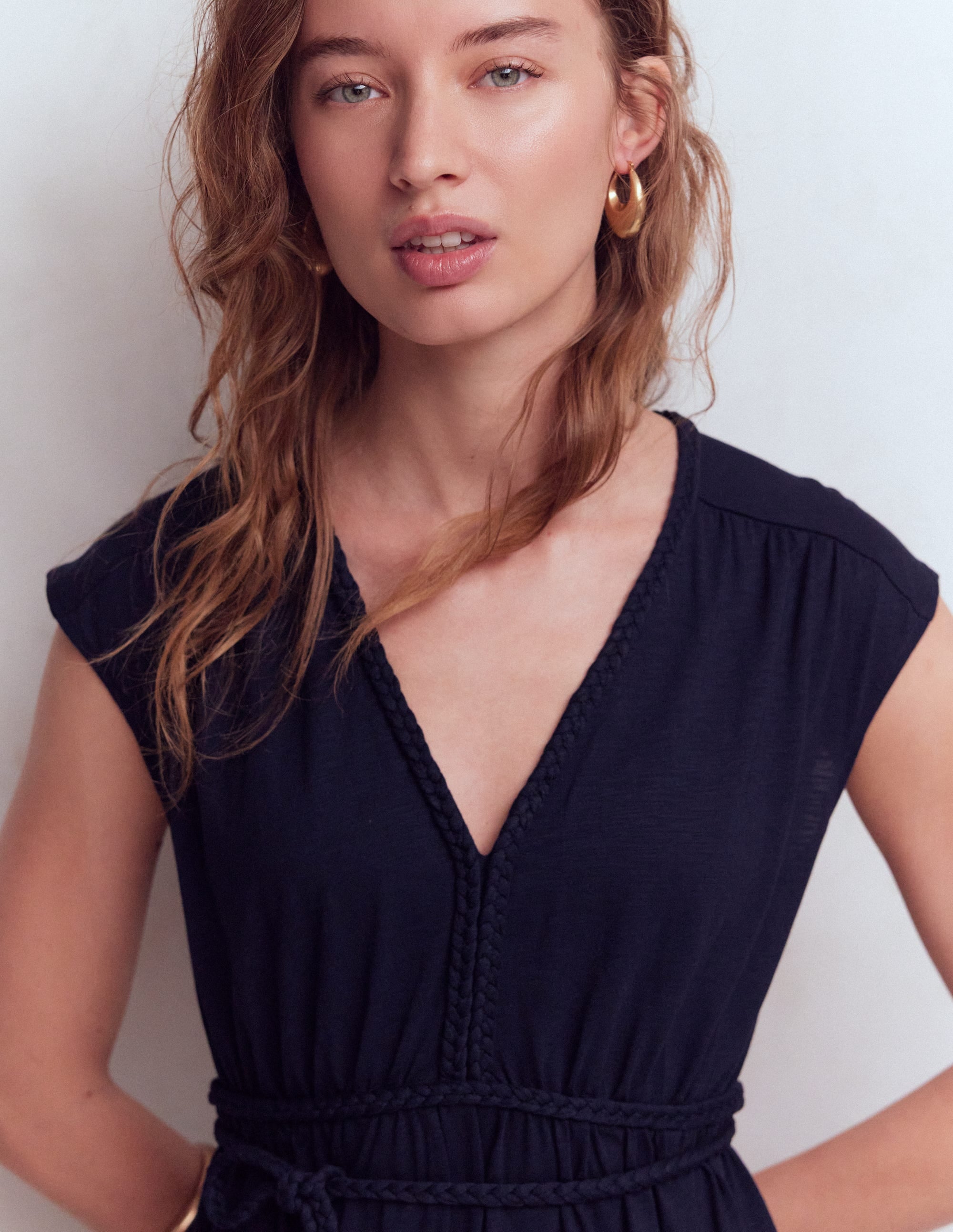 Heidi Ruched Rope Jersey Dress-Navy - Image 5