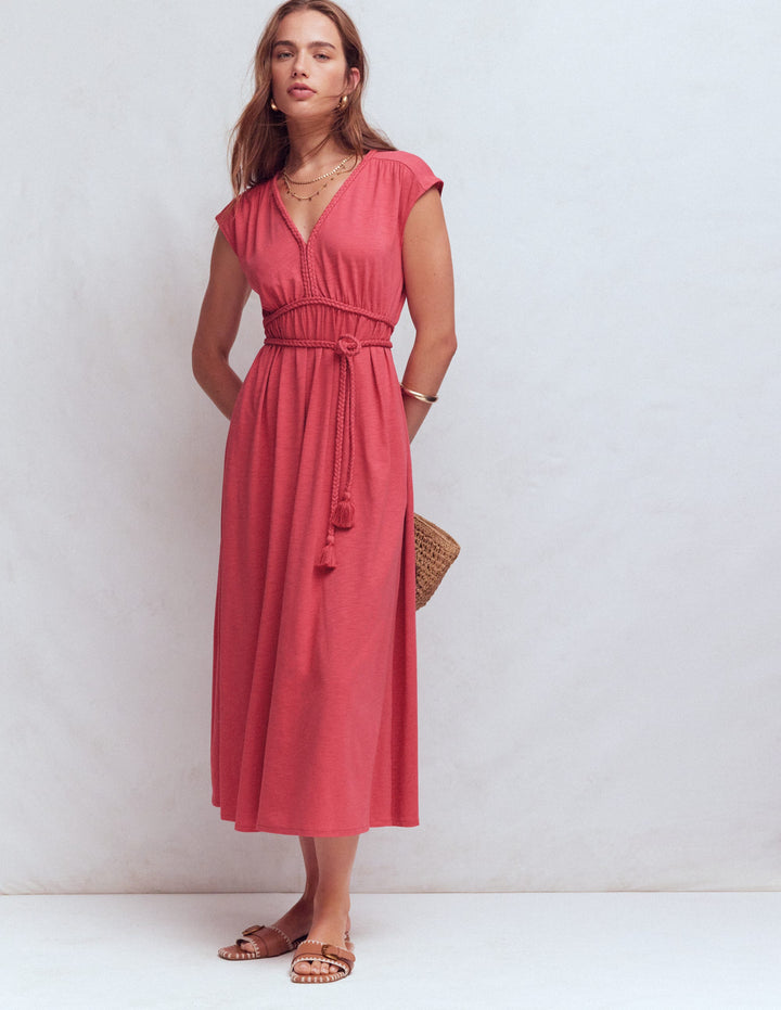 Heidi Ruched Rope Jersey Dress-Winter Blush