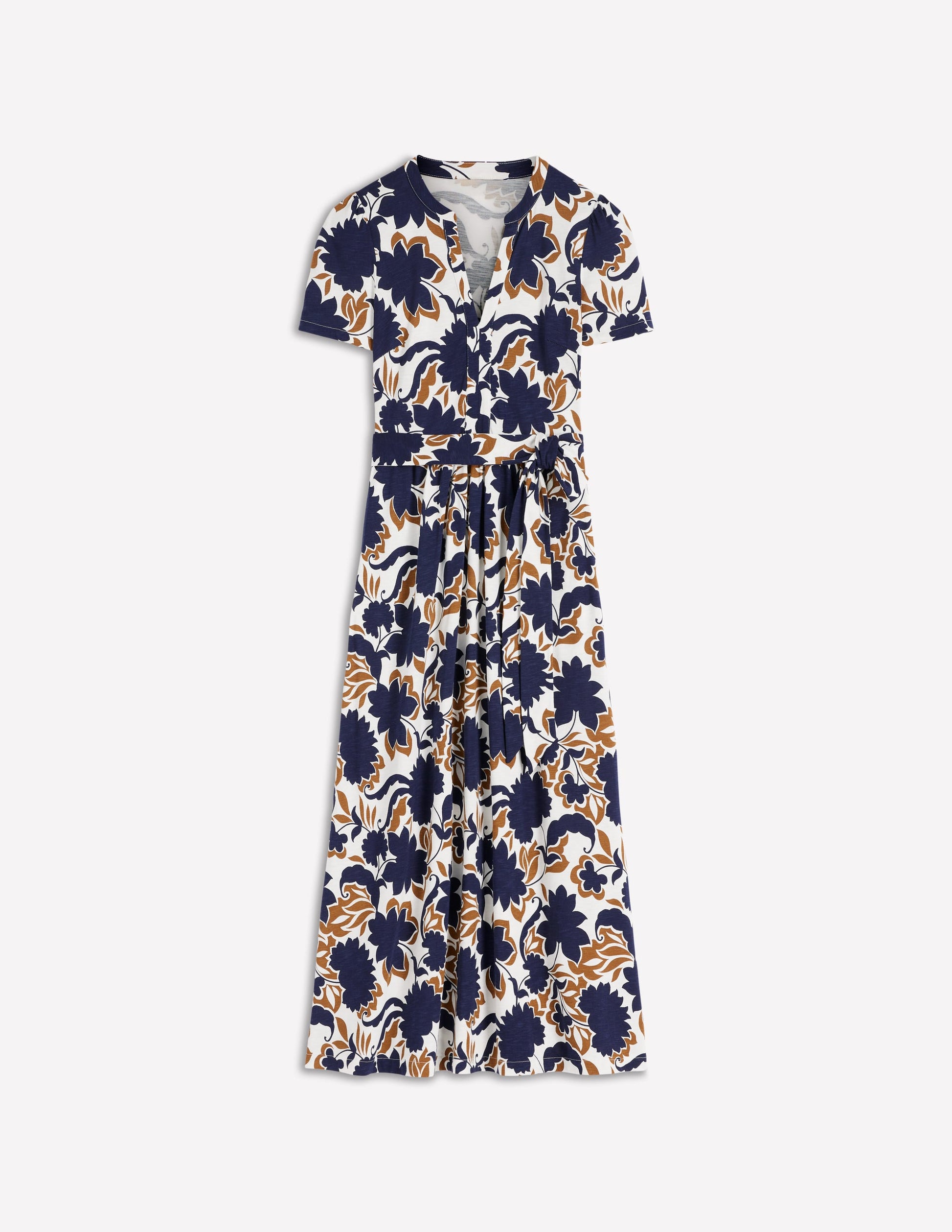 Naomi Jersey Midi Dress-French Navy, Shadow Blossom-6