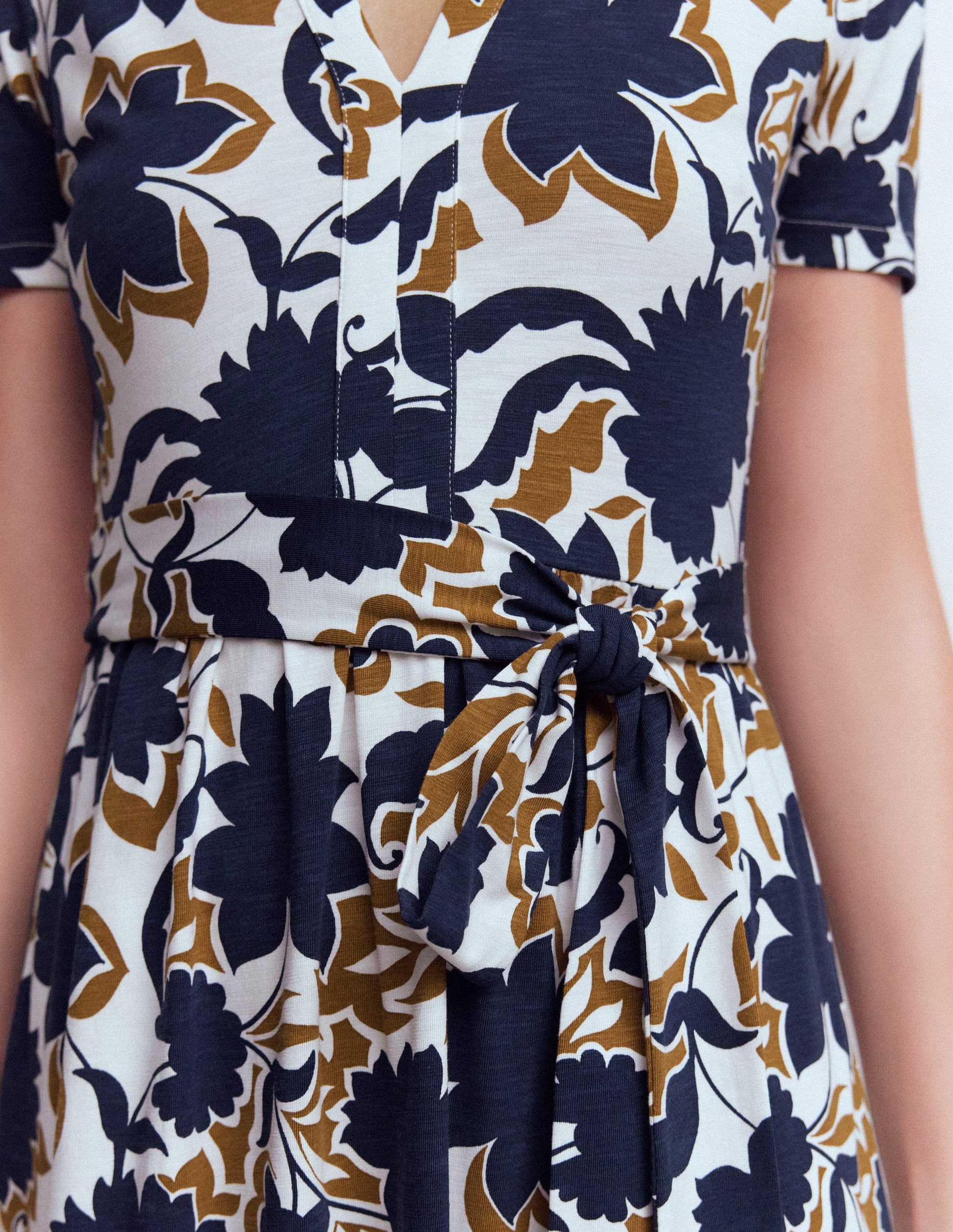 Naomi Jersey Midi Dress-French Navy, Shadow Blossom-2