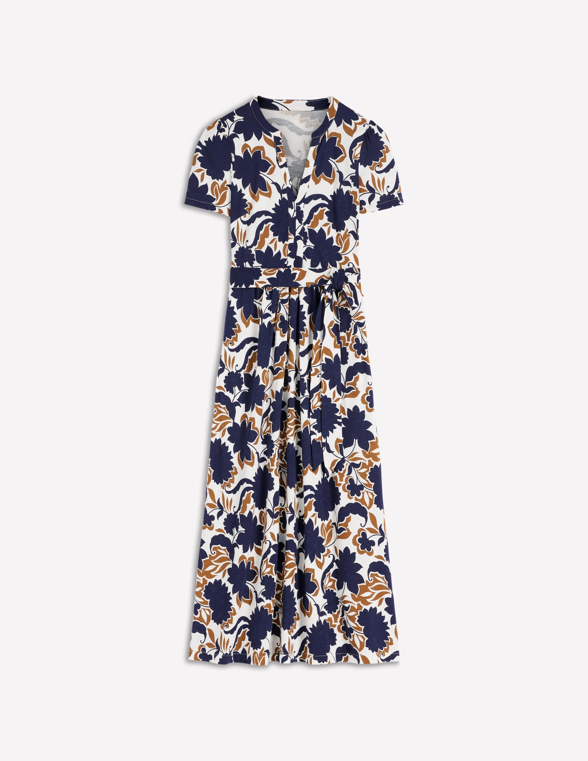 Naomi Jersey Midi Dress-French Navy, Shadow Blossom - Image 6
