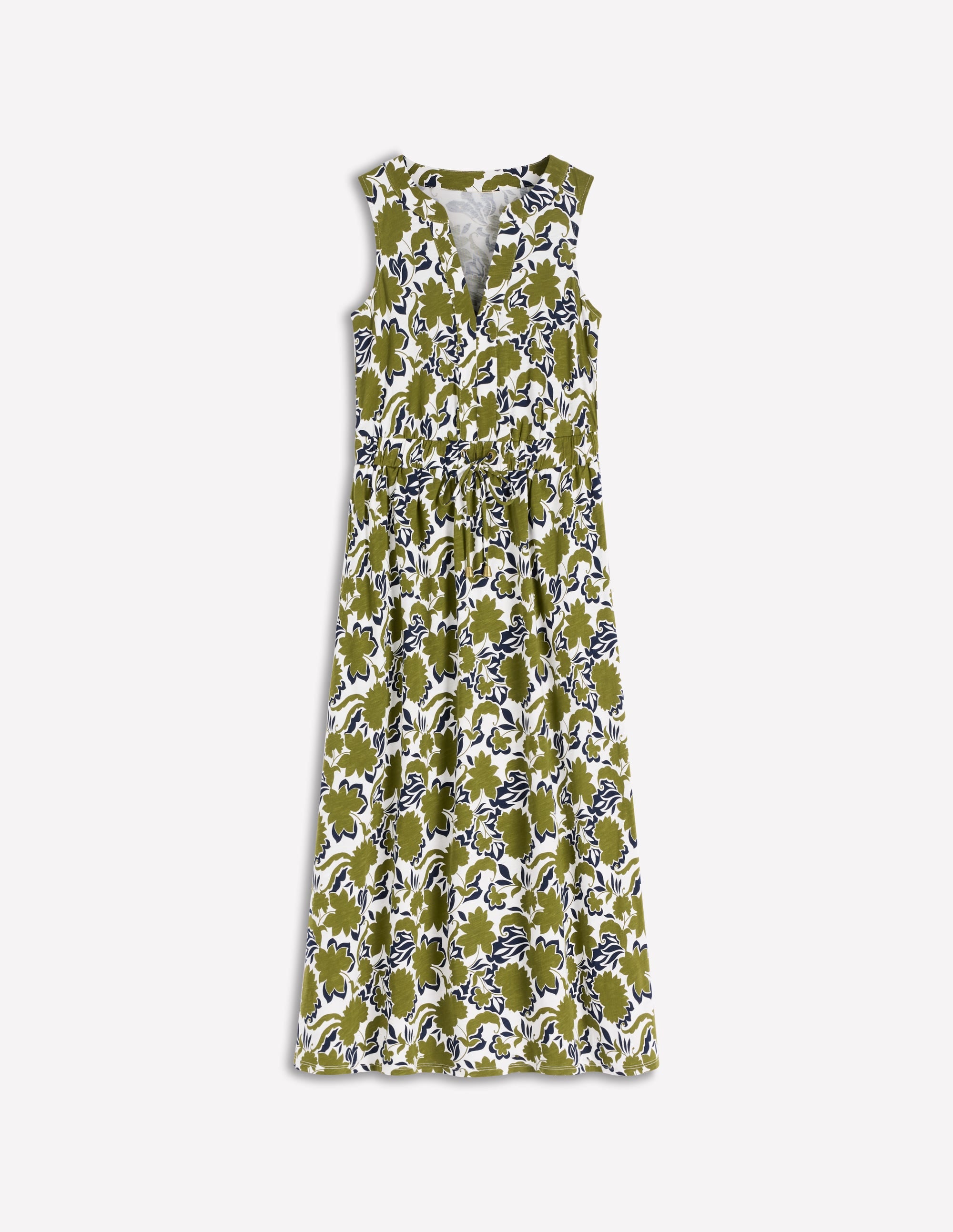 Delphine Midi Jersey Dress-Olive, Shadow Blossom - Image 5
