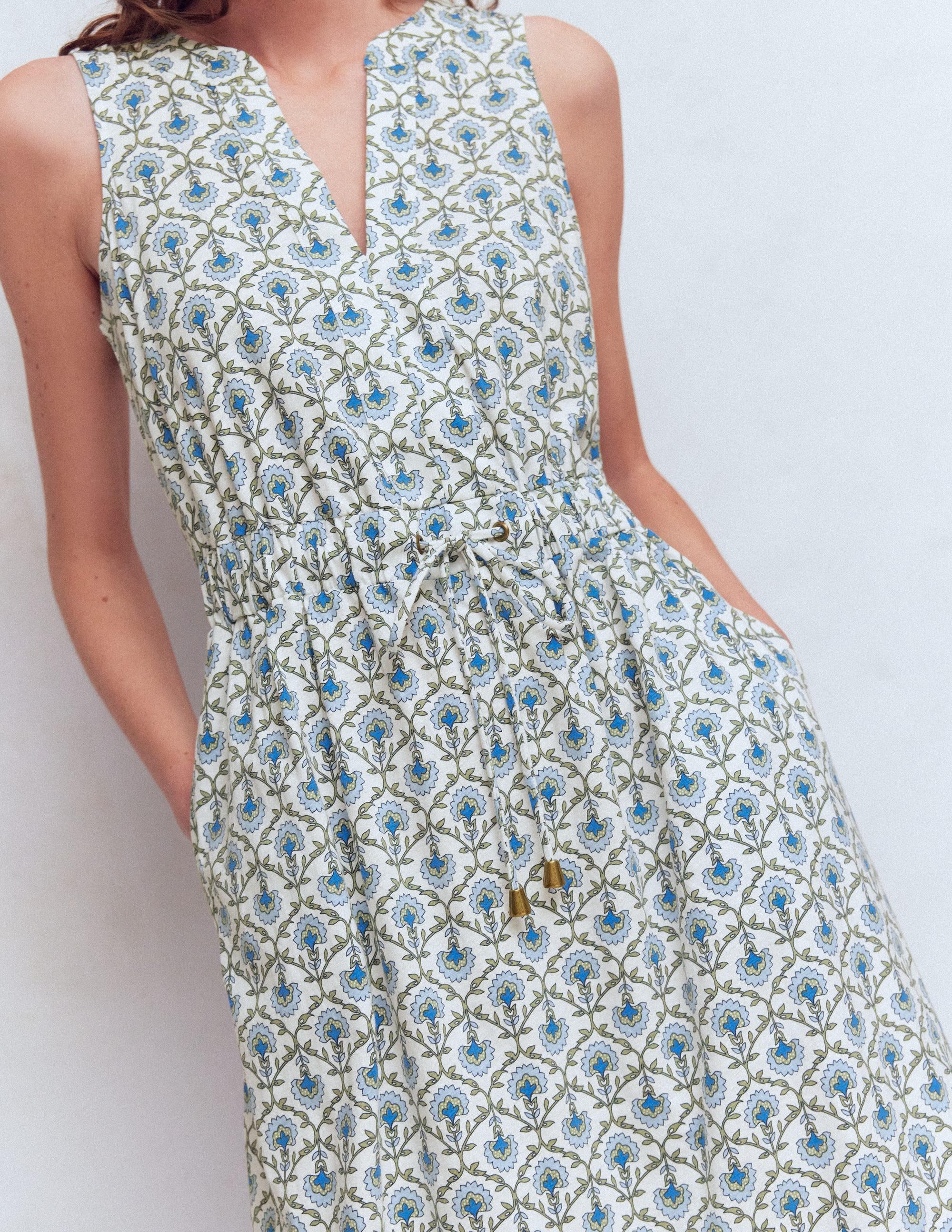 Delphine Midi Jersey Dress-Ivory, Flower Lattice - Image 2