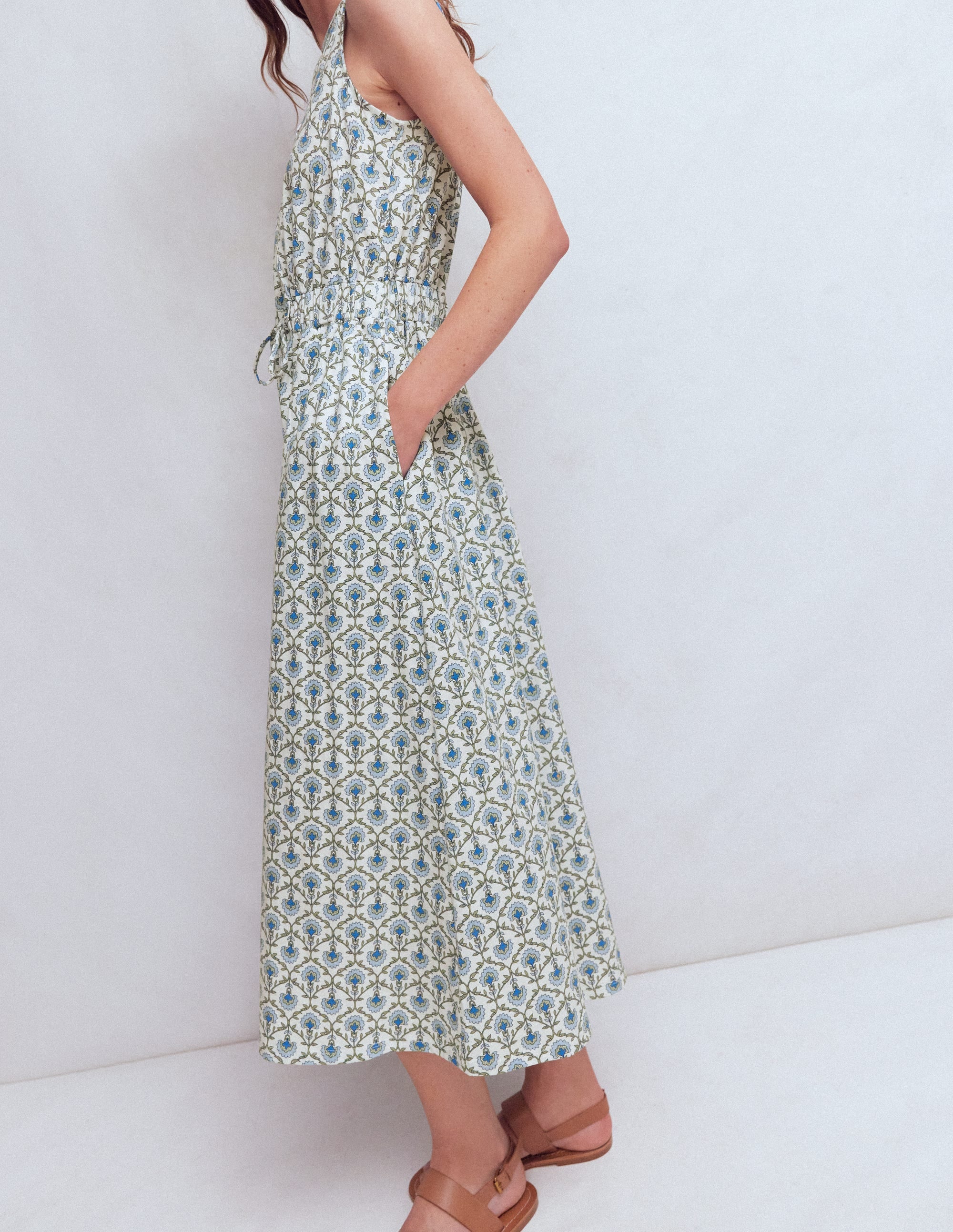 Delphine Midi Jersey Dress-Ivory, Flower Lattice - Image 4