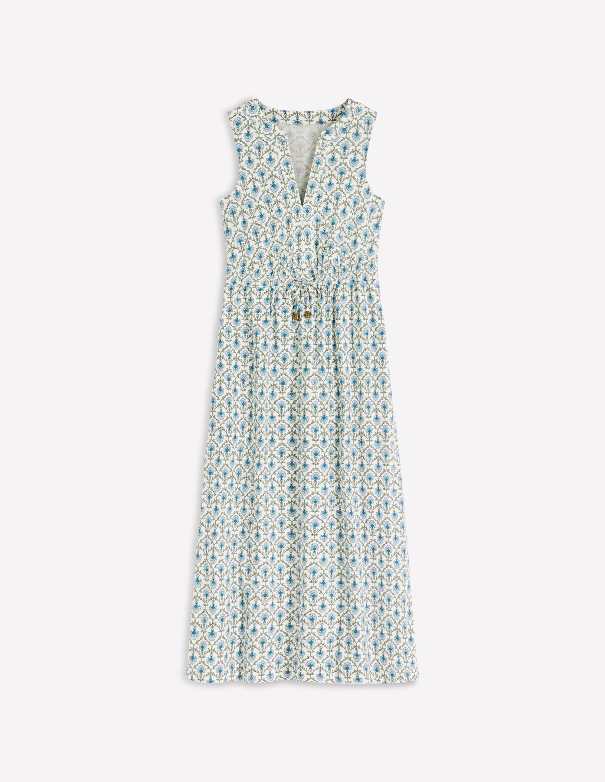 Delphine Midi Jersey Dress-Ivory, Flower Lattice - Image 7