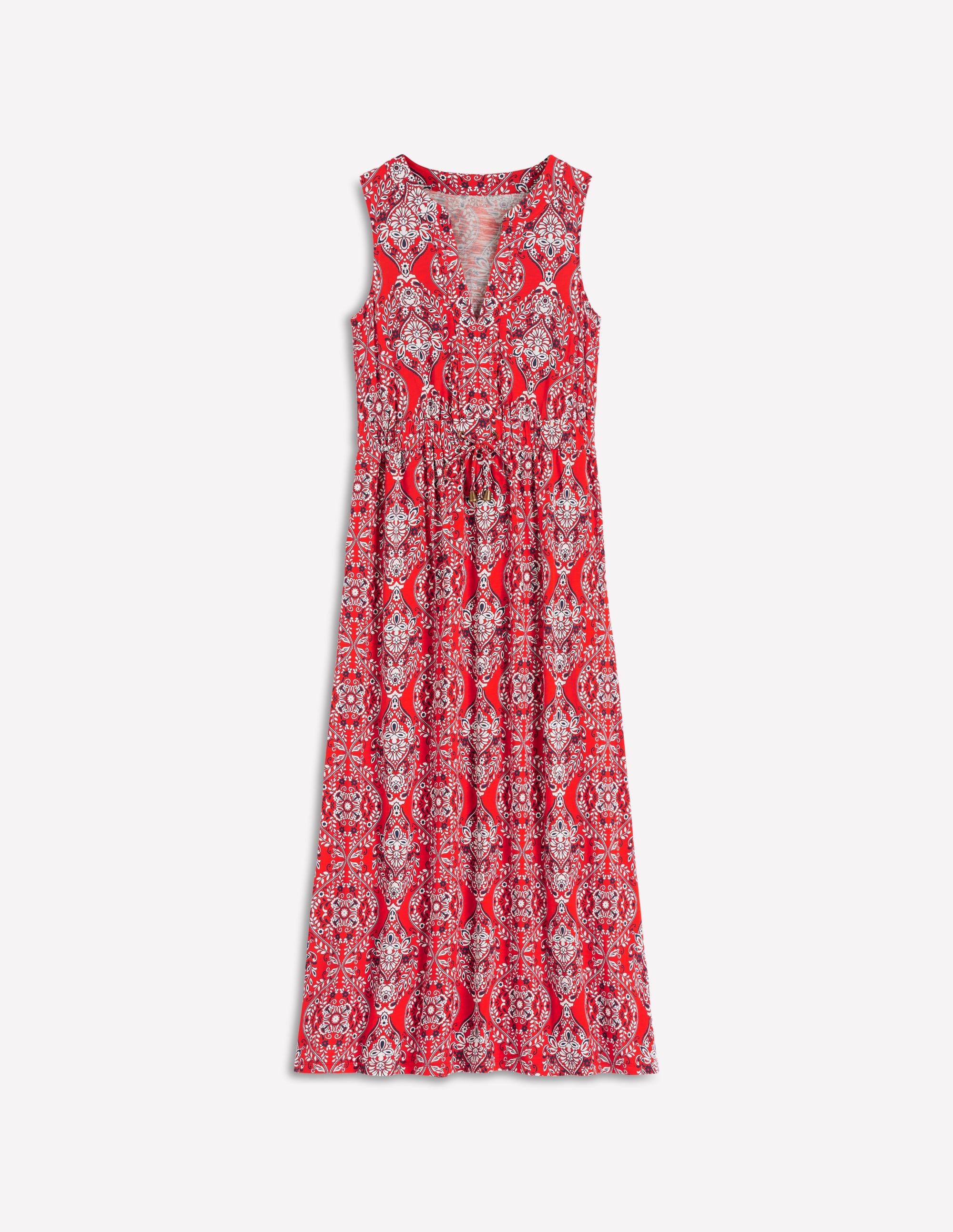 Delphine Midi Jersey Dress-Blood Orange, Gardenia - Image 6