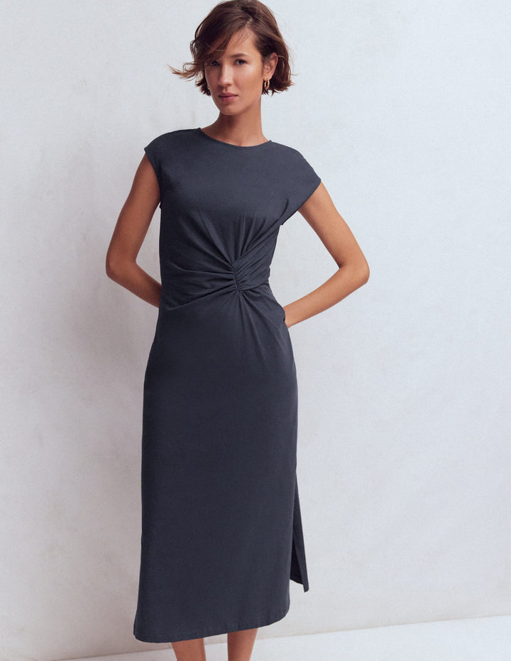 Delilah Twist Midi Dress-Navy