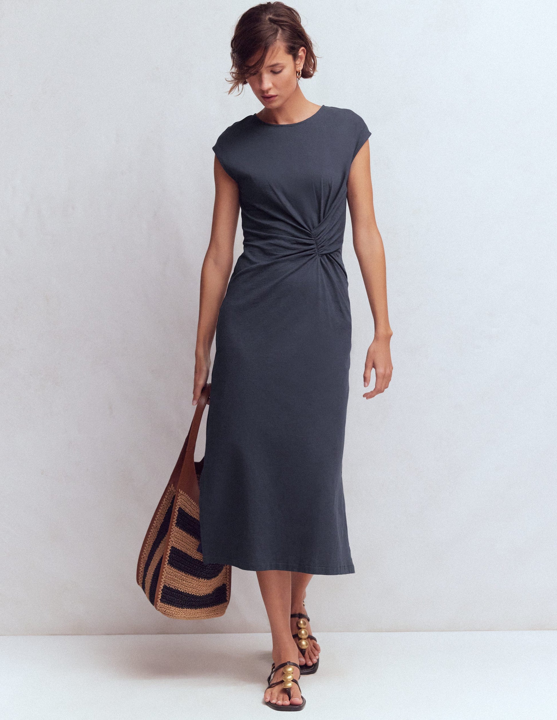 Delilah Twist Midi Dress-Navy-5