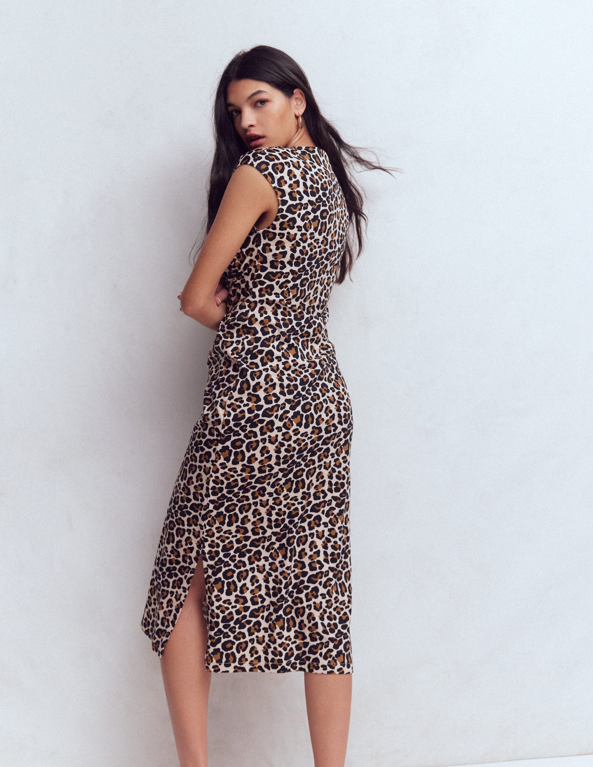 Delilah Twist Midi Dress-Almond Milk, Cheetah Pop-7