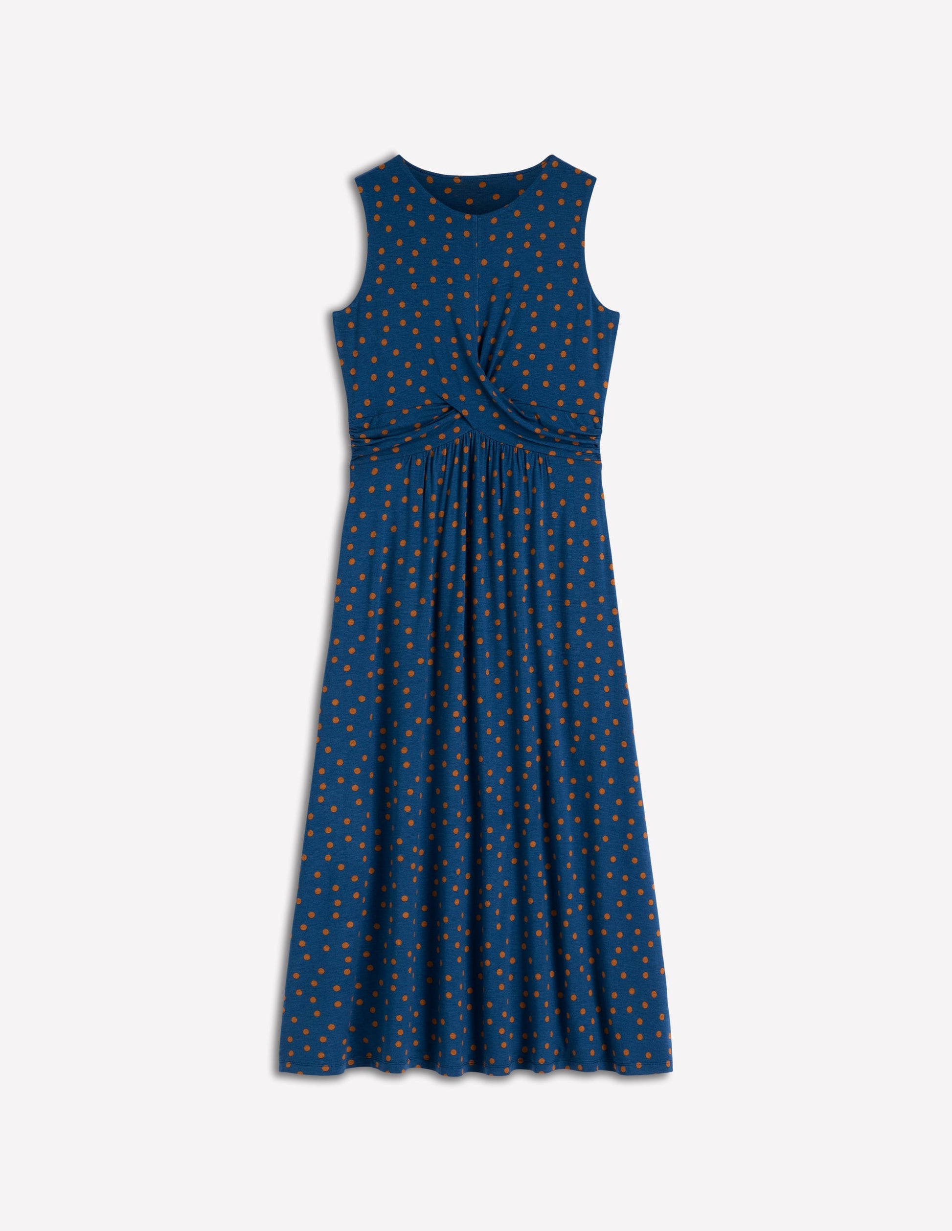 Zara Cross Waist Jersey Dress-Tourmaline Blue, Painted Dot-6