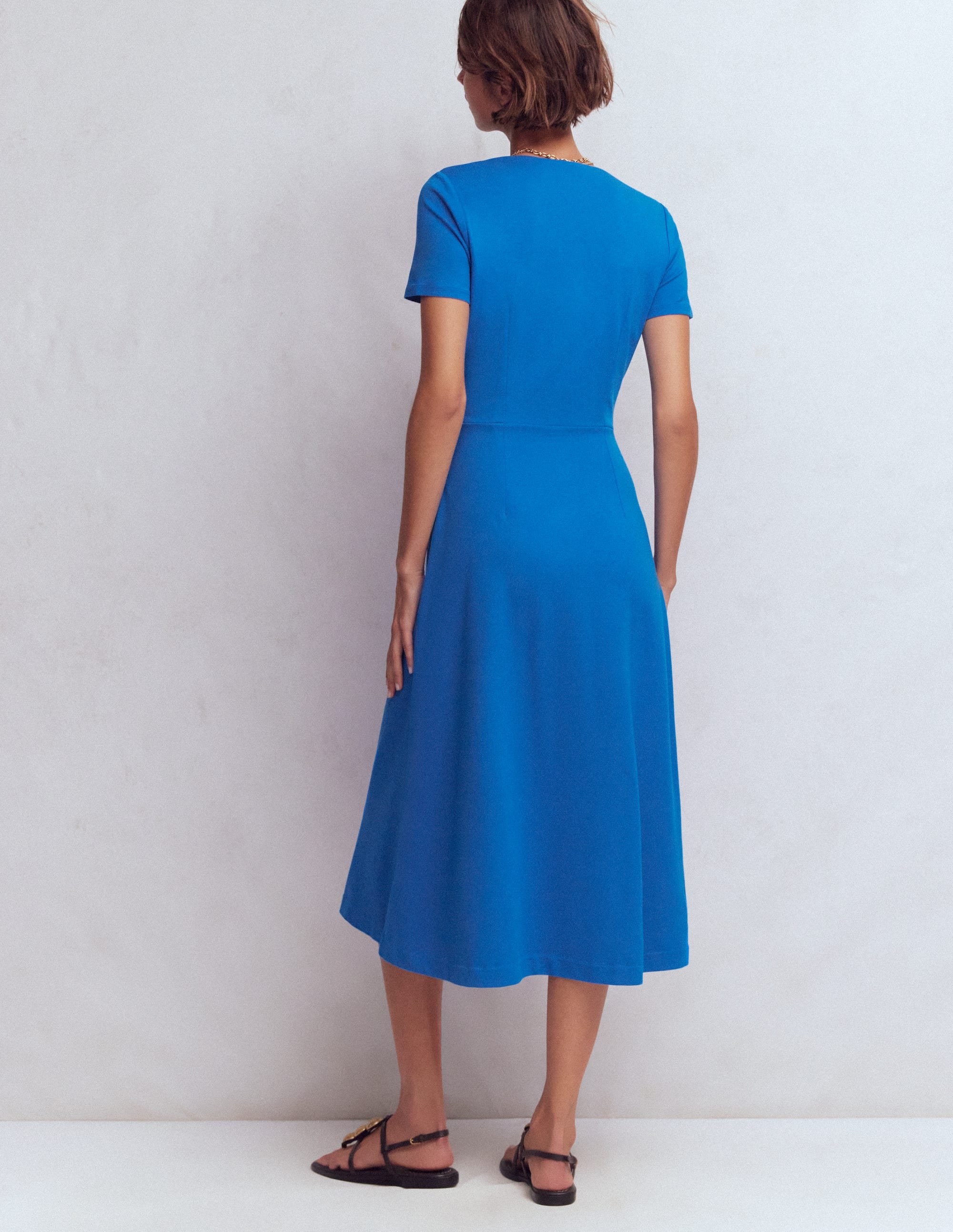 Una Ruched Front Ponte Dress-Kingfisher Blue - Image 3