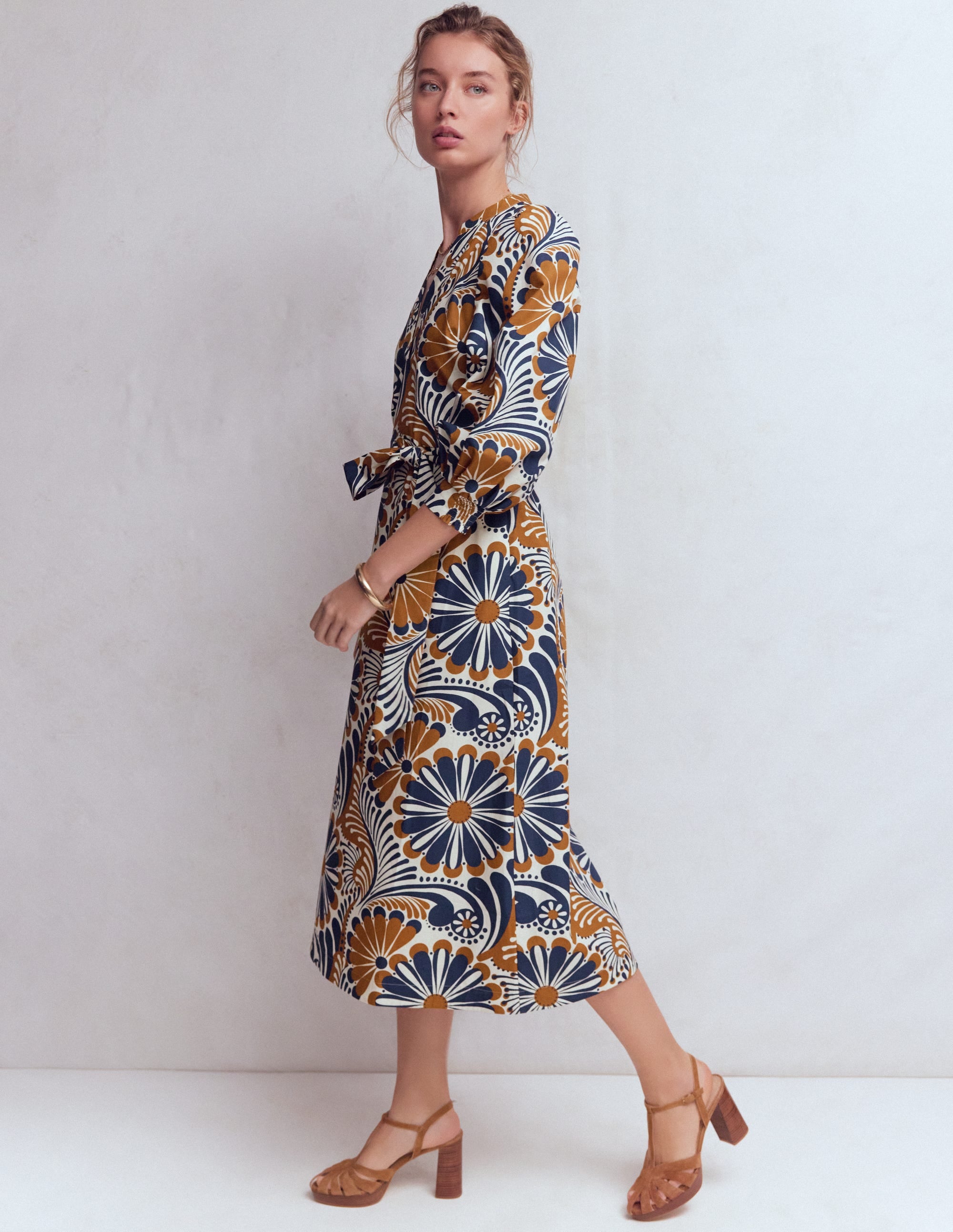 Octavia Cotton Dress-Navy Euphoric Gardens - Image 1