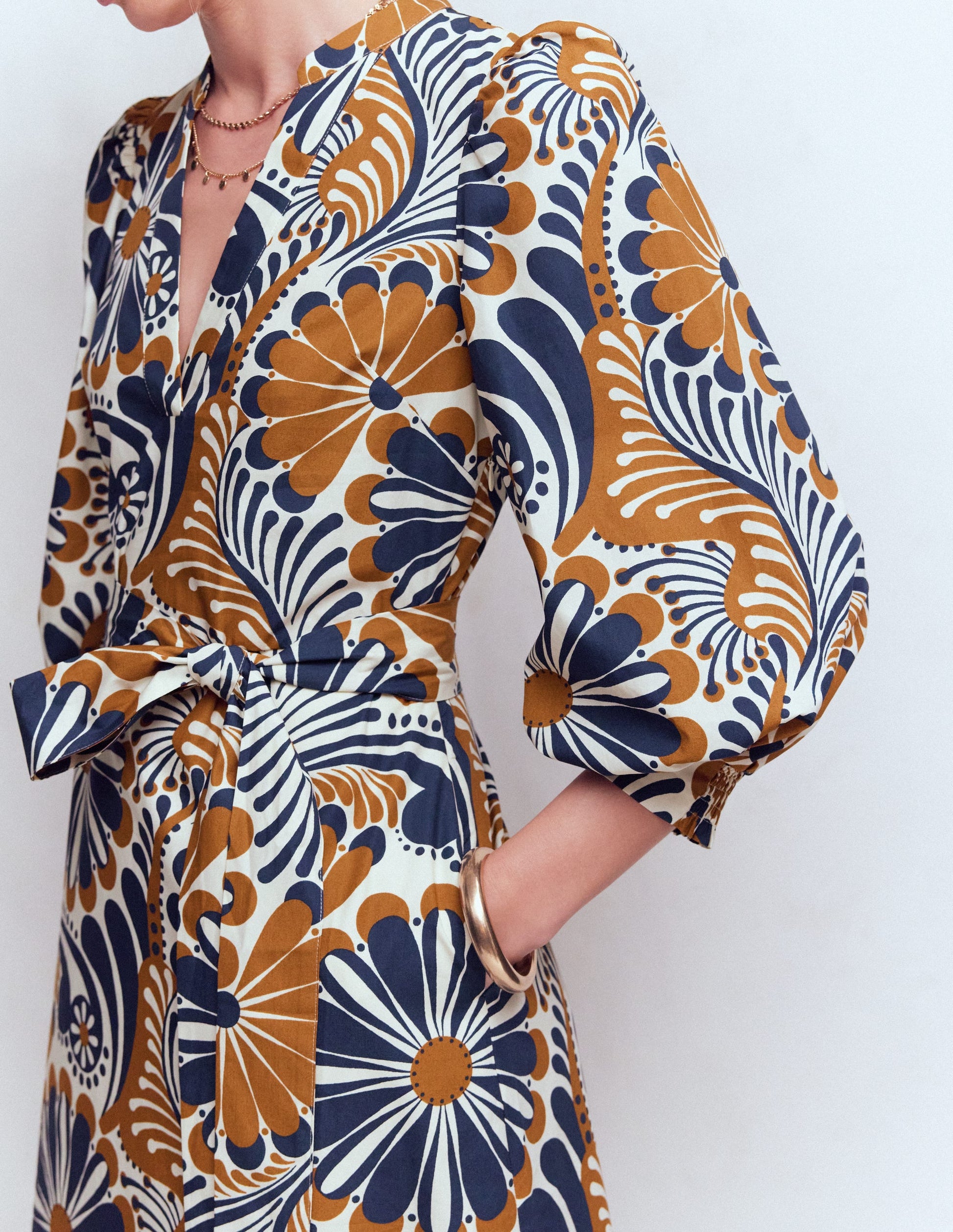 Octavia Cotton Dress-Navy Euphoric Gardens-2