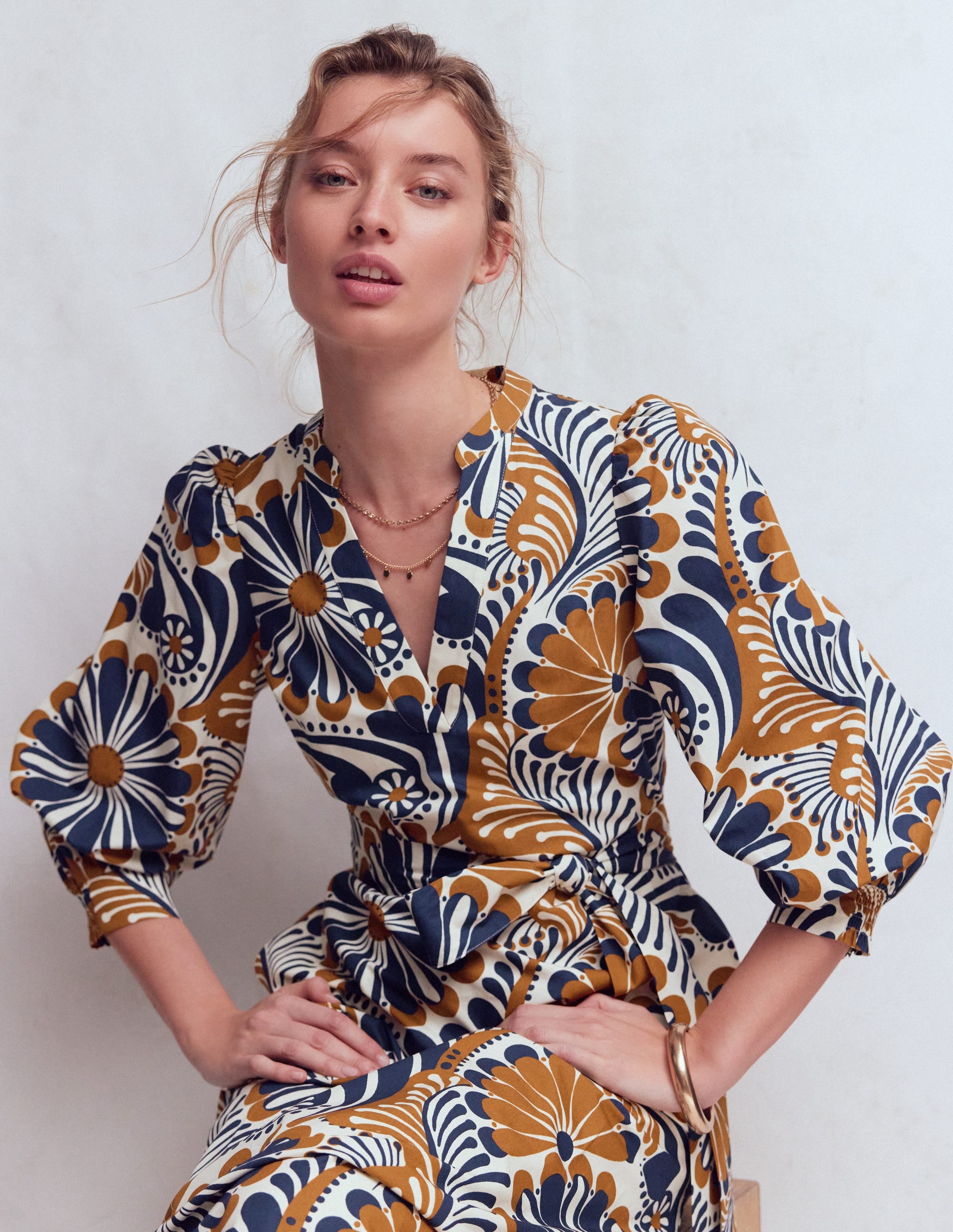 Octavia Cotton Dress-Navy Euphoric Gardens - Image 5