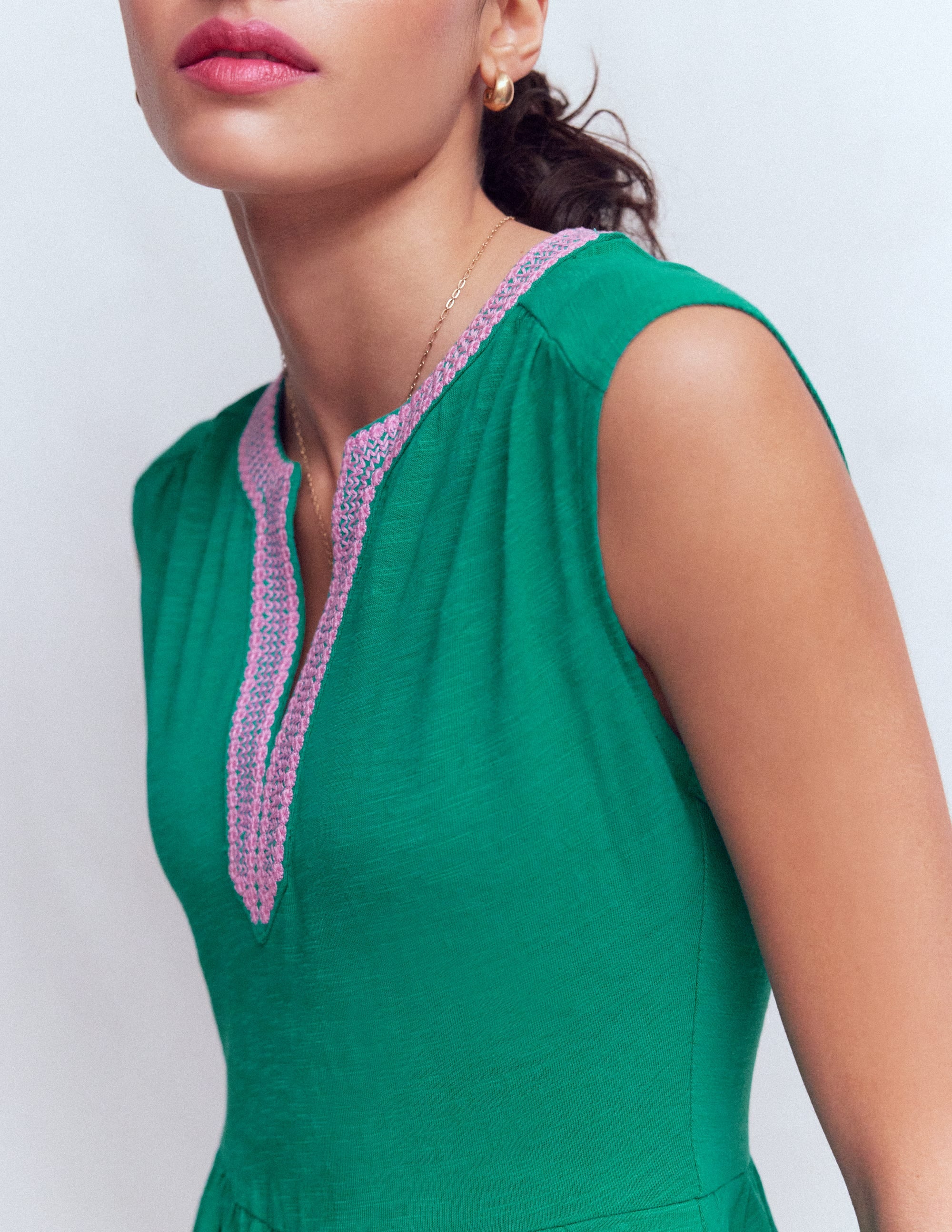May Embroidered Short Dress-Deep Teal - Image 2