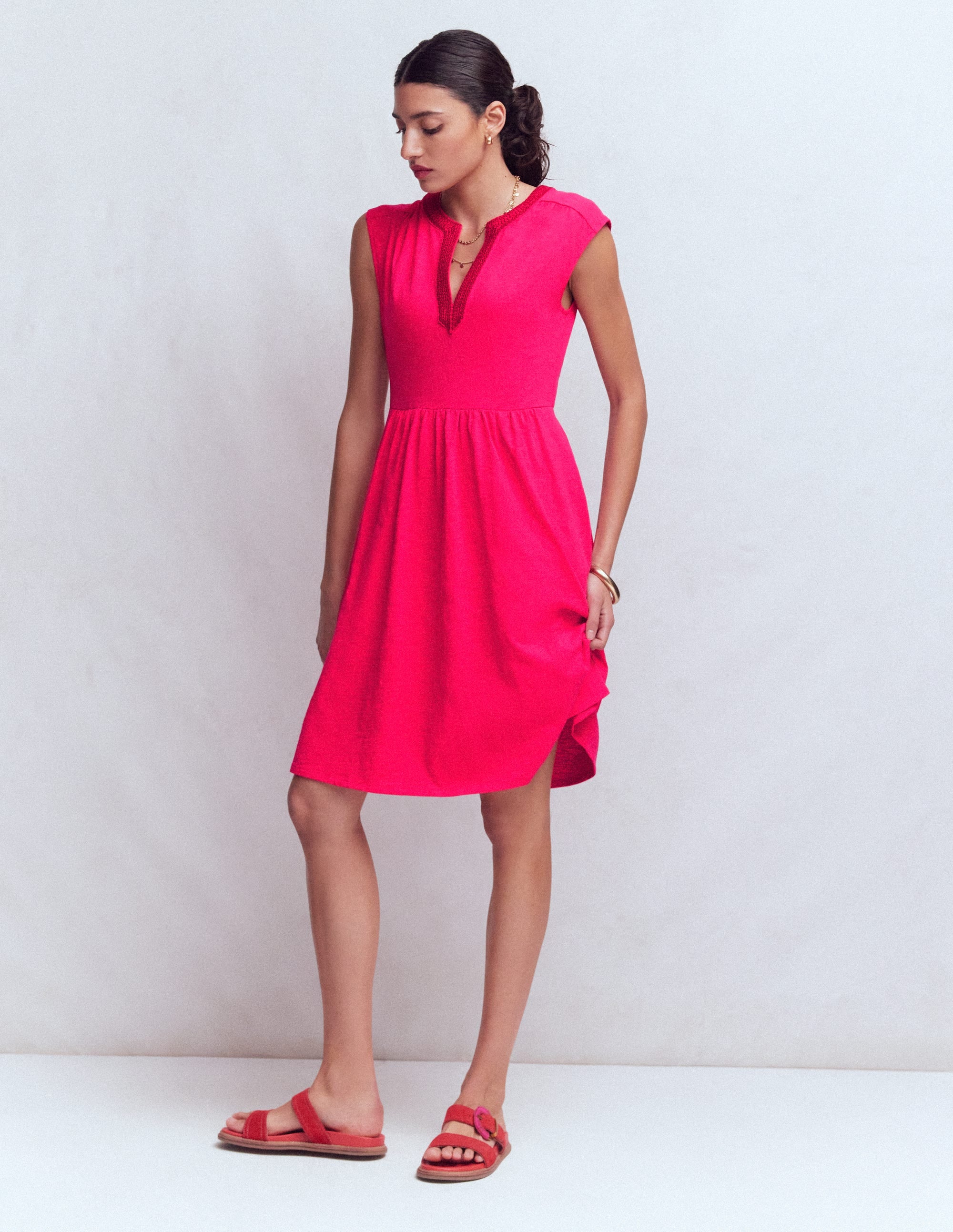 May Embroidered Short Dress-Opulent Pink - Image 4