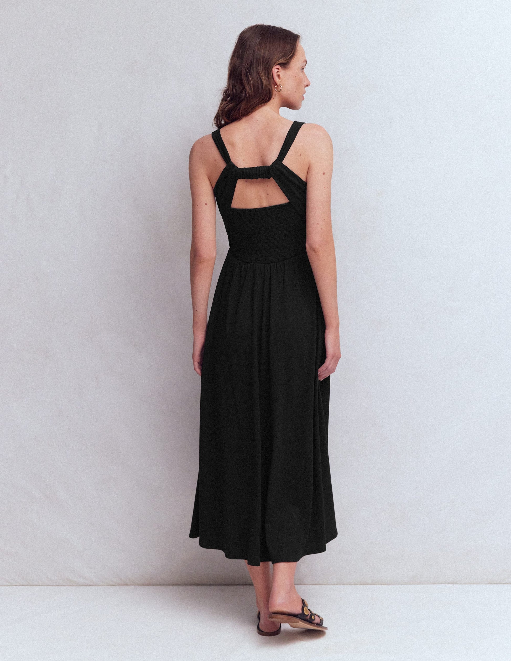 Saoirse Smocked Jersey Dress-Black-3