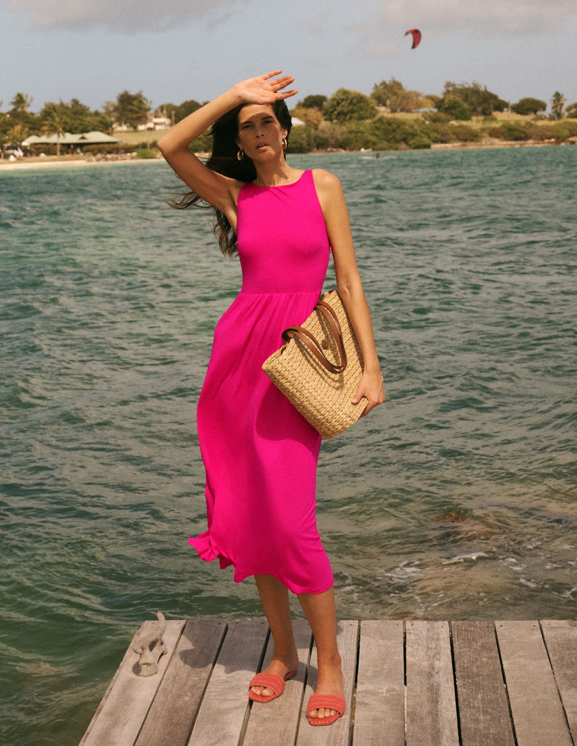 Saoirse Smock Back Dress-Bright Pink - Image 6