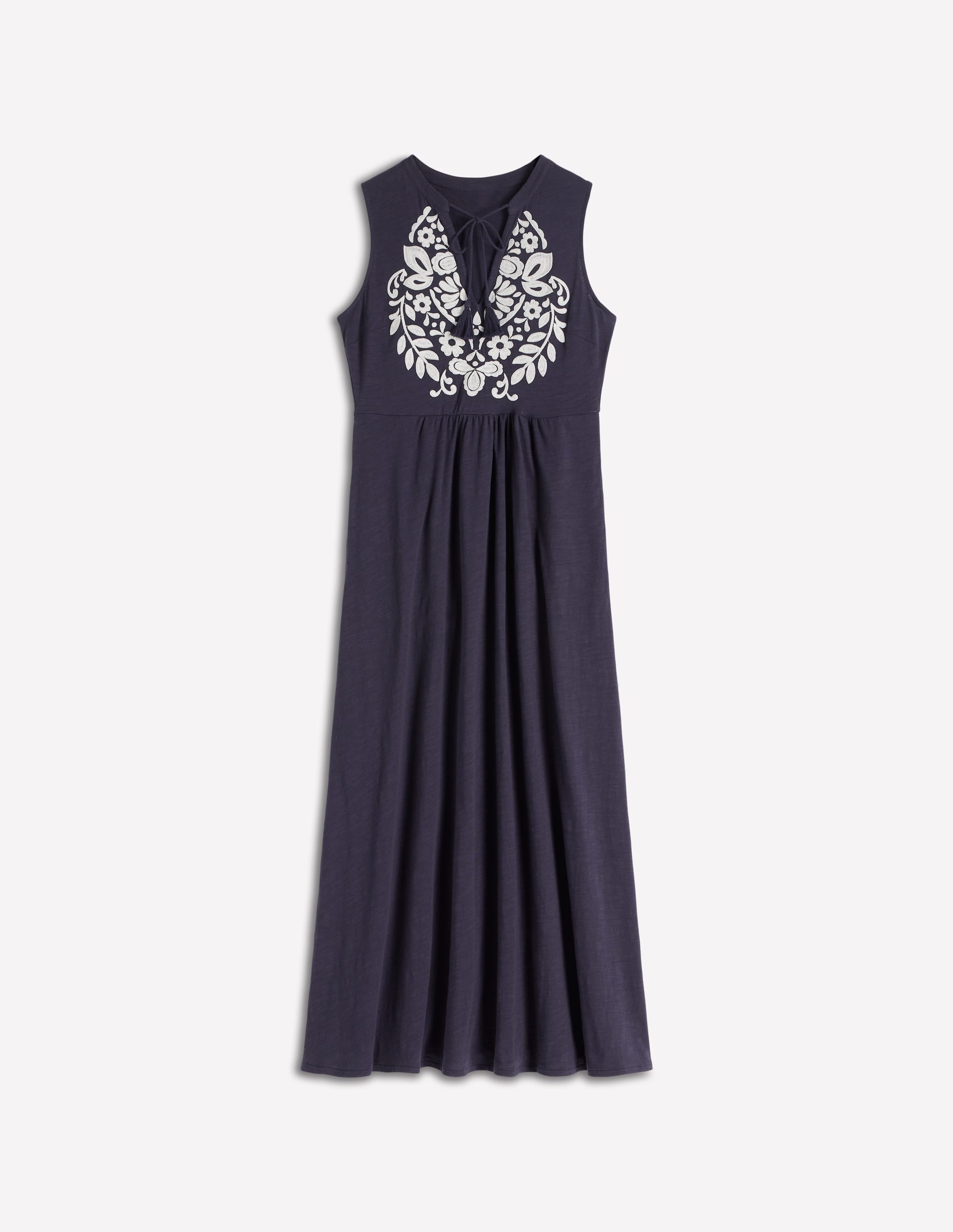 Notch Neck Jersey Maxi Dress-Navy - Image 5