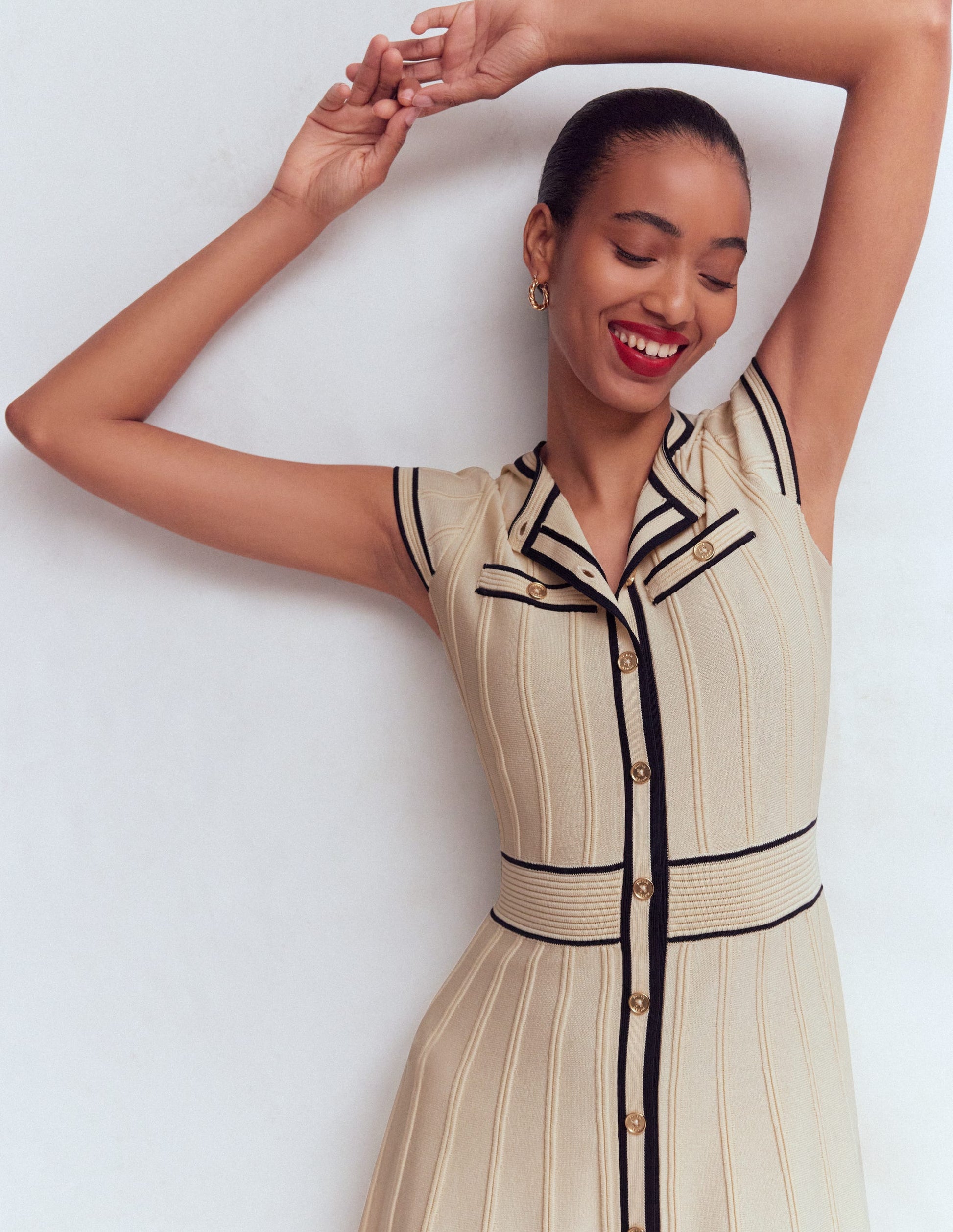 Cap Sleeve Knitted Dress-Warm Ivory-2