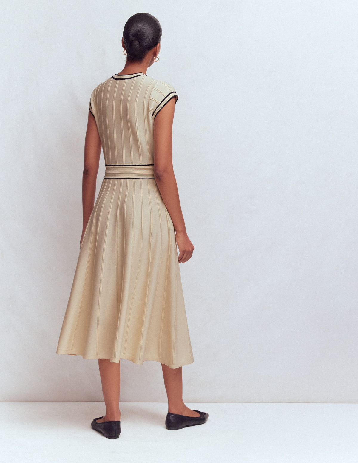 Cap Sleeve Knitted Dress-Warm Ivory - Image 3