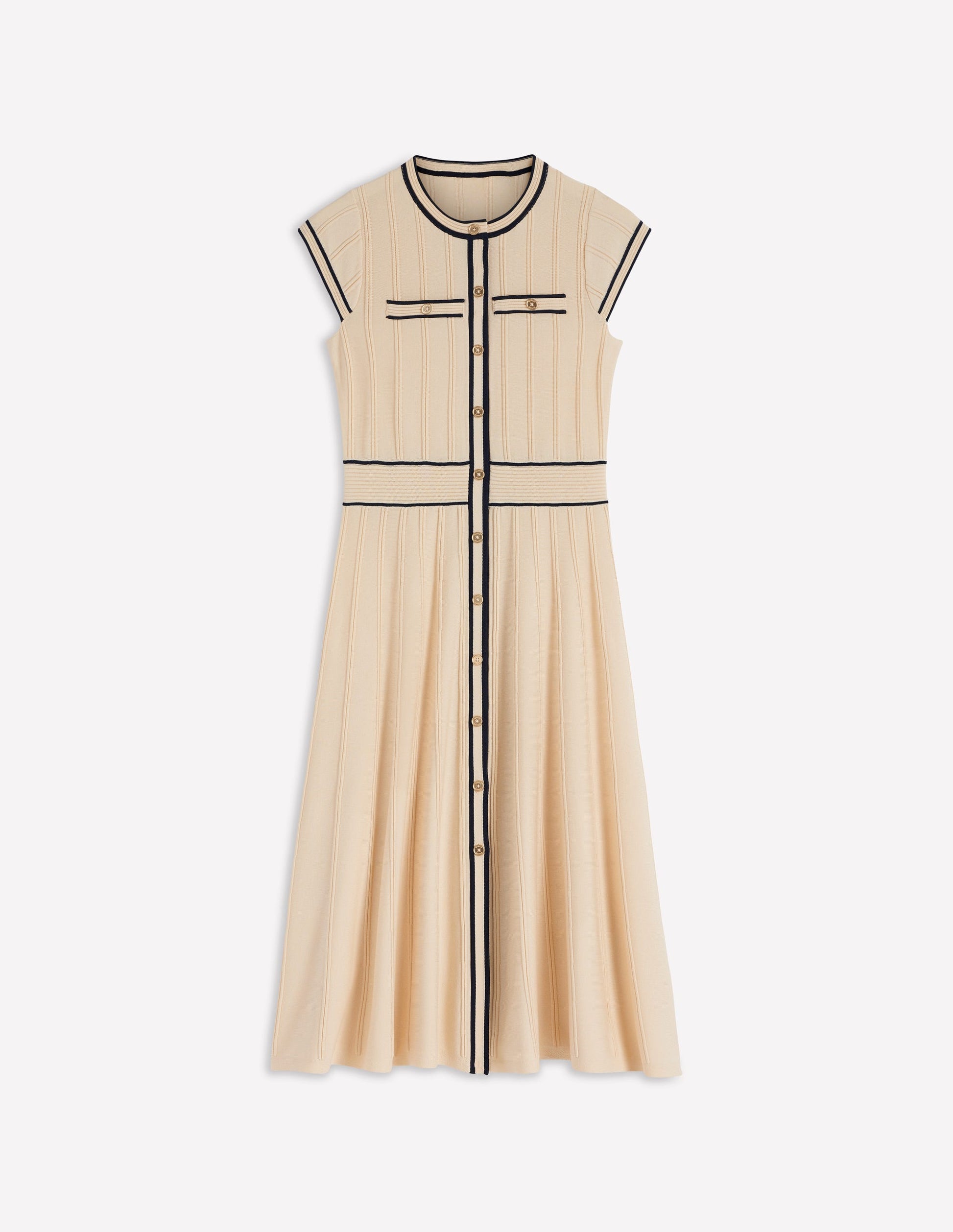 Cap Sleeve Knitted Dress-Warm Ivory-6