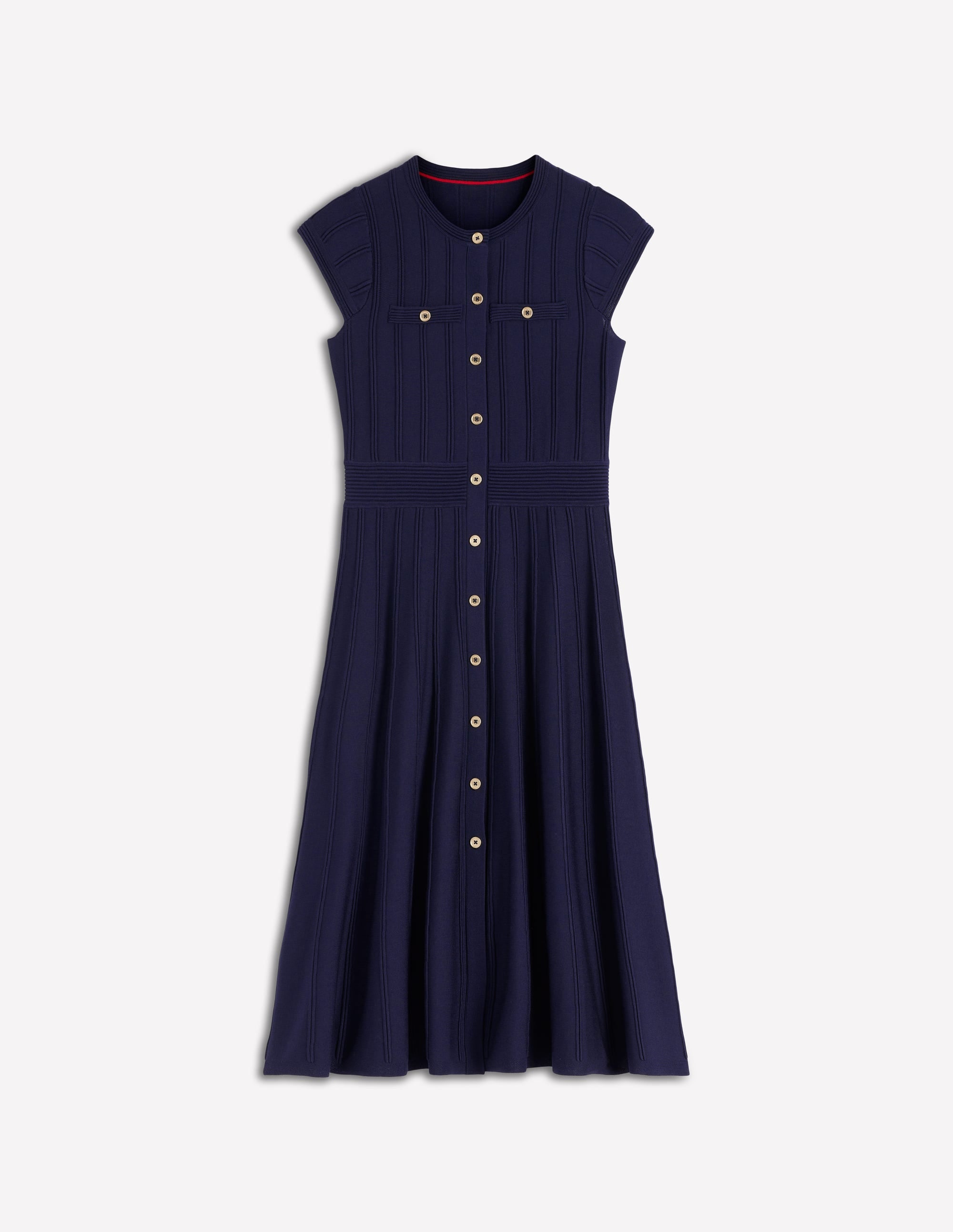 Cap Sleeve Knitted Dress-Navy - Image 7