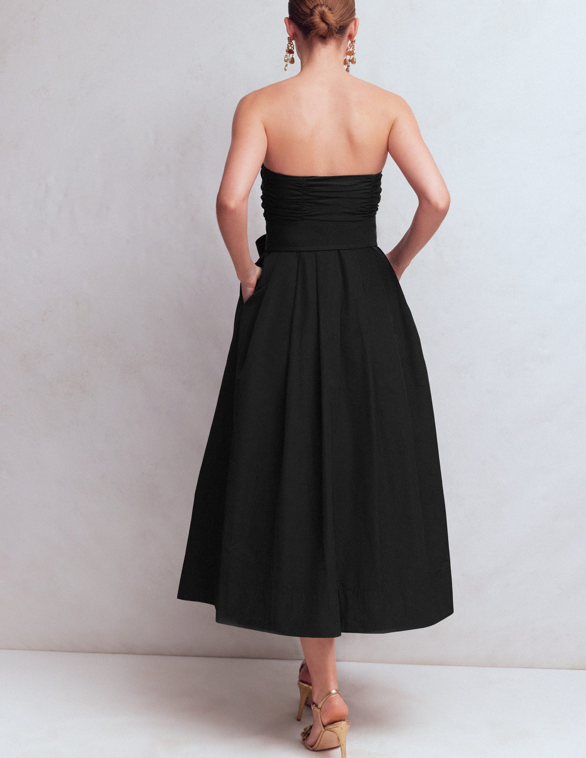 Strapless Taffeta Dress-Black-3