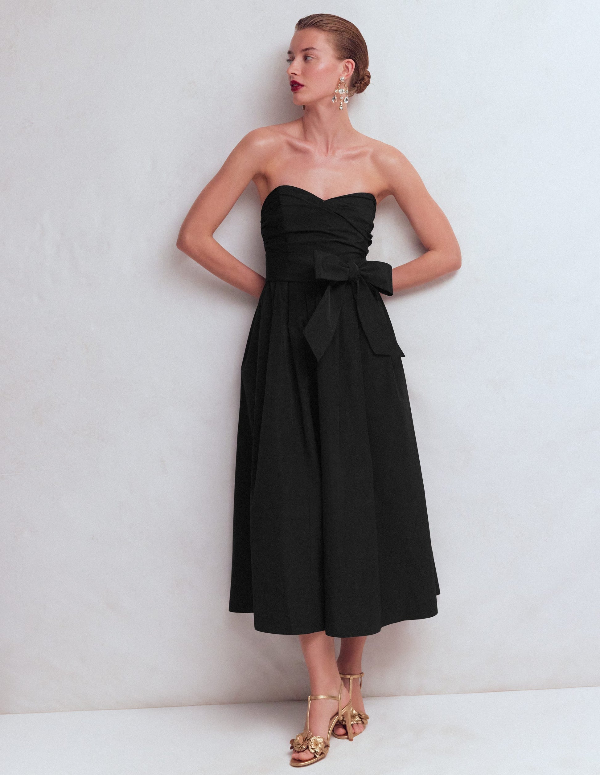 Strapless Taffeta Dress-Black-4