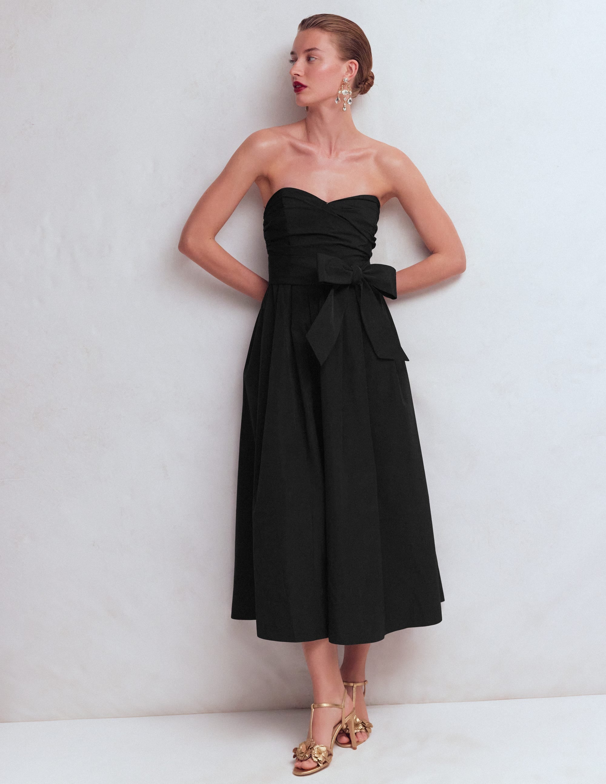 Strapless Taffeta Dress-Black - Image 4