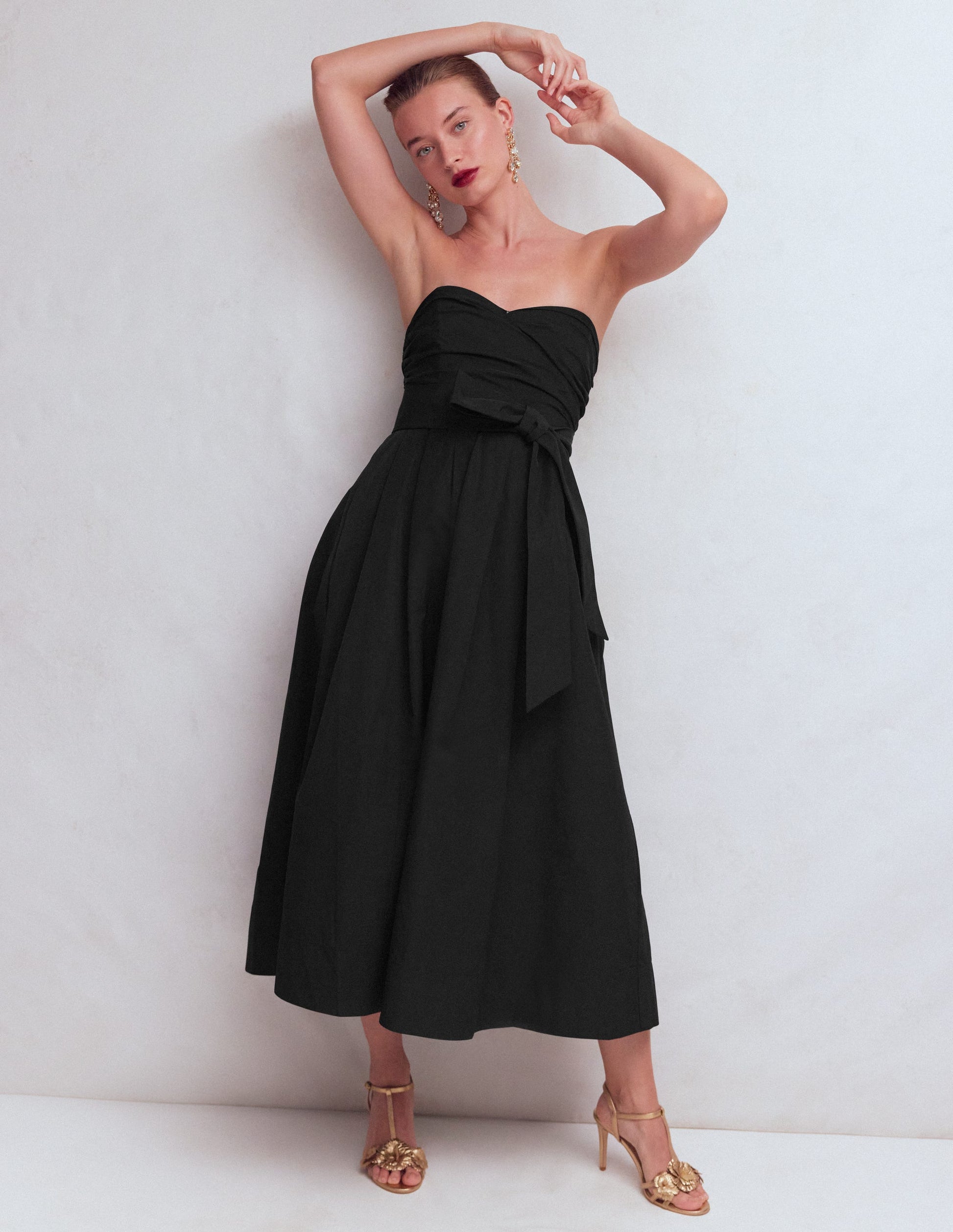 Strapless Taffeta Dress-Black-5