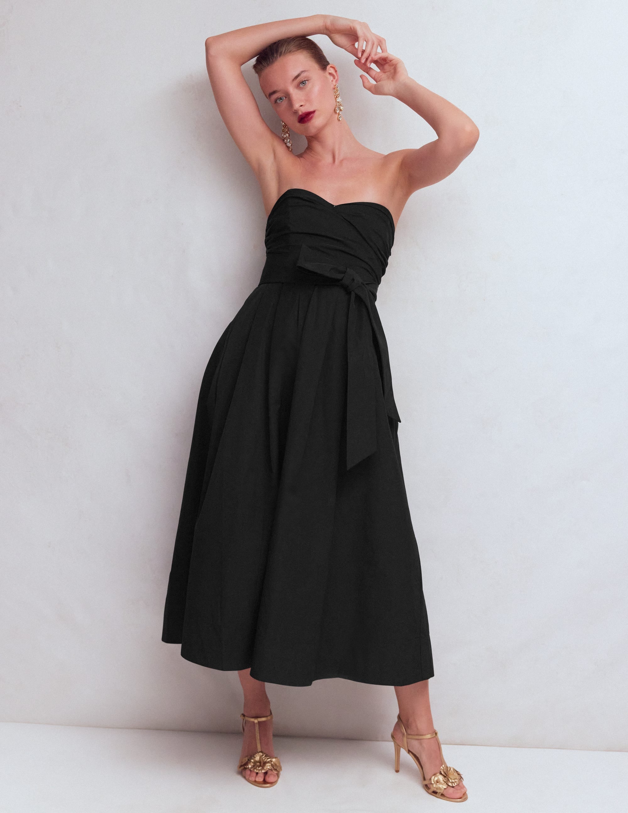 Strapless Taffeta Dress-Black - Image 5