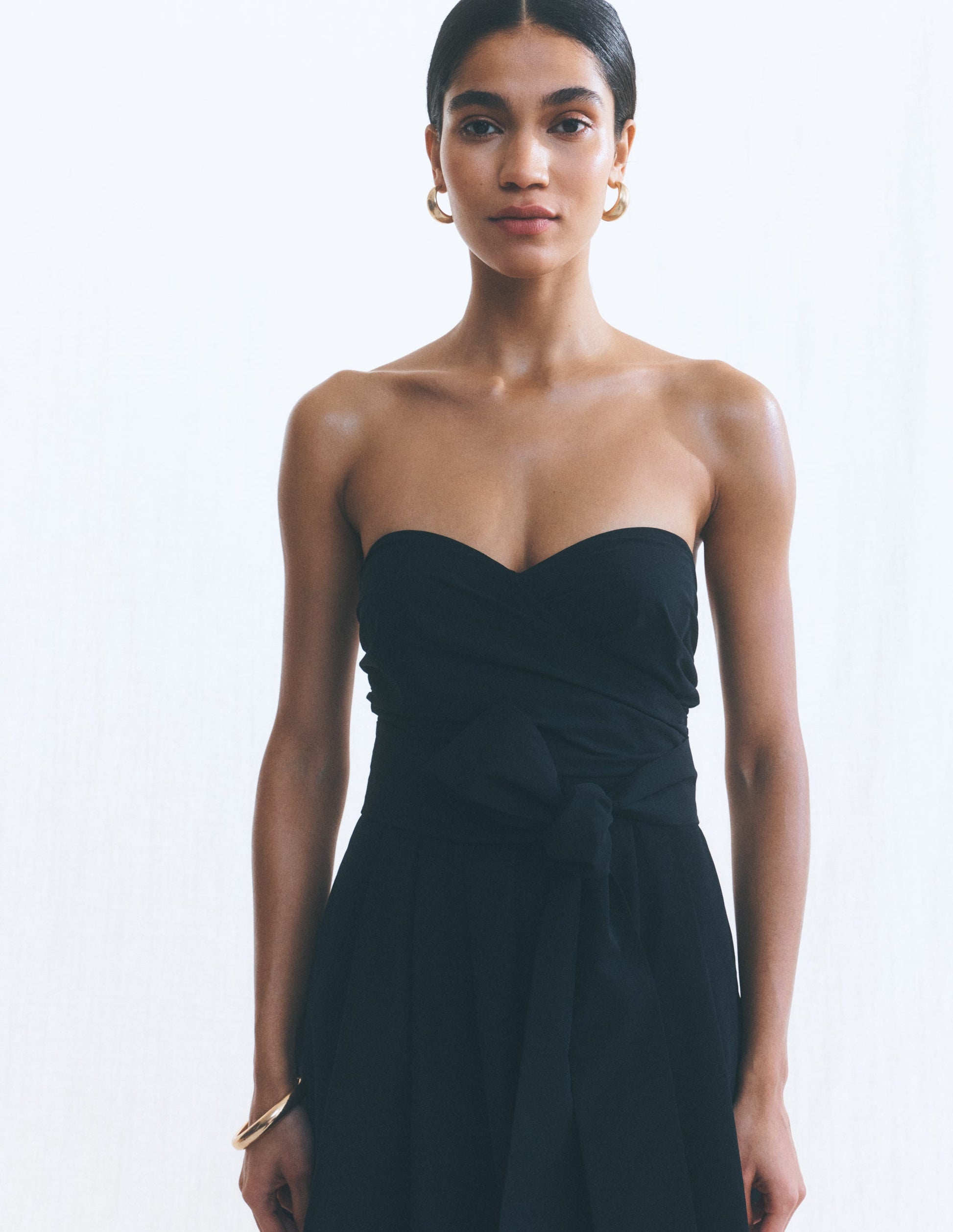 Strapless Taffeta Dress-Black-7