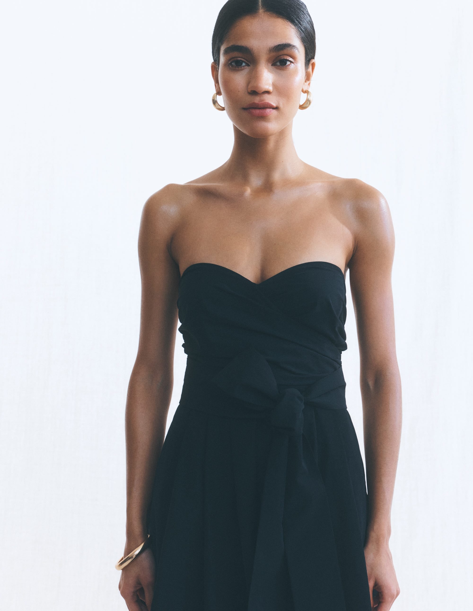 Strapless Taffeta Dress-Black - Image 7