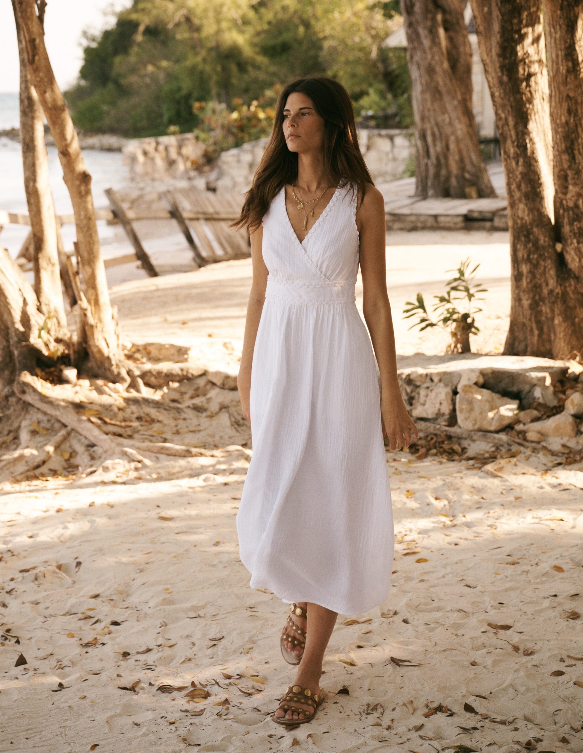 Lorna Trim Double Cloth Dress-White | Boden UK Lorna Trim Double Cloth Dress-White | Boden UK