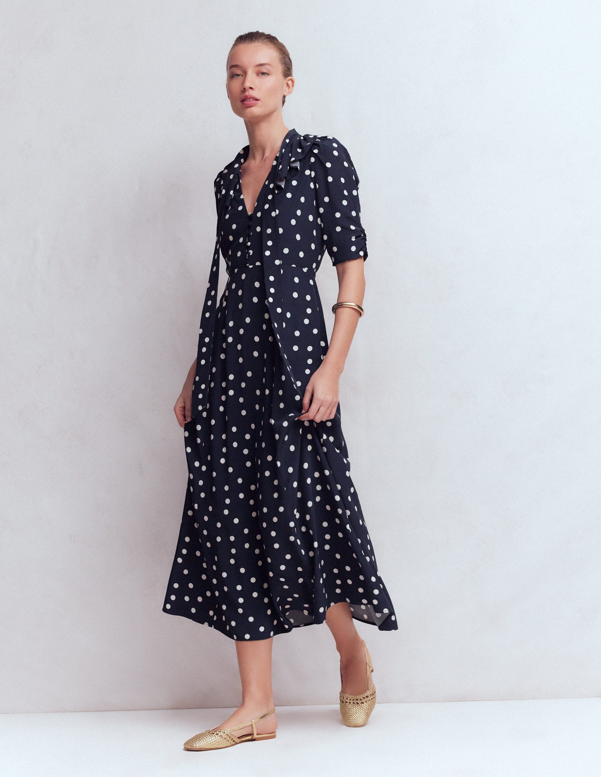 midi dress with frill at bottom Ruffle It Up Midi Dress by free-est at Free People in Blue, Size: M
