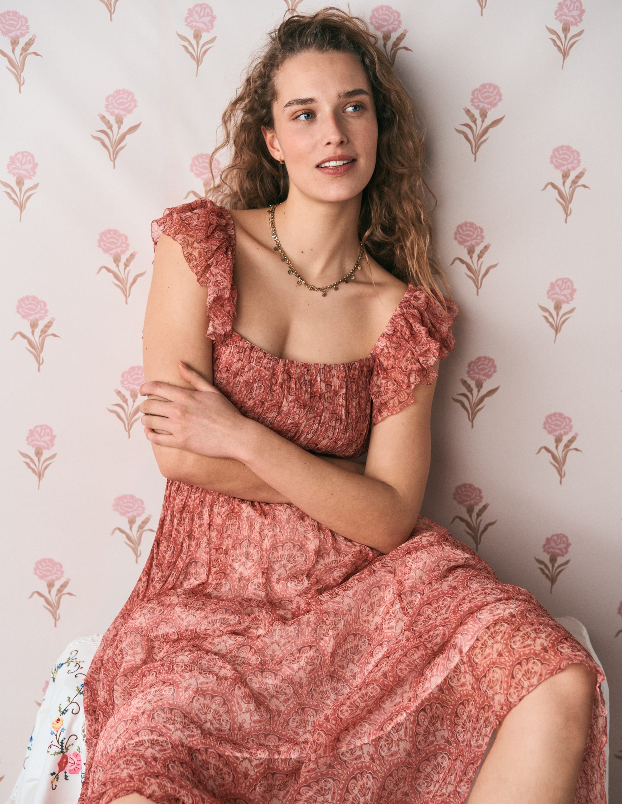 Crinkle Chiffon Maxi Dress-Pink Paradise Gardens - Image 7