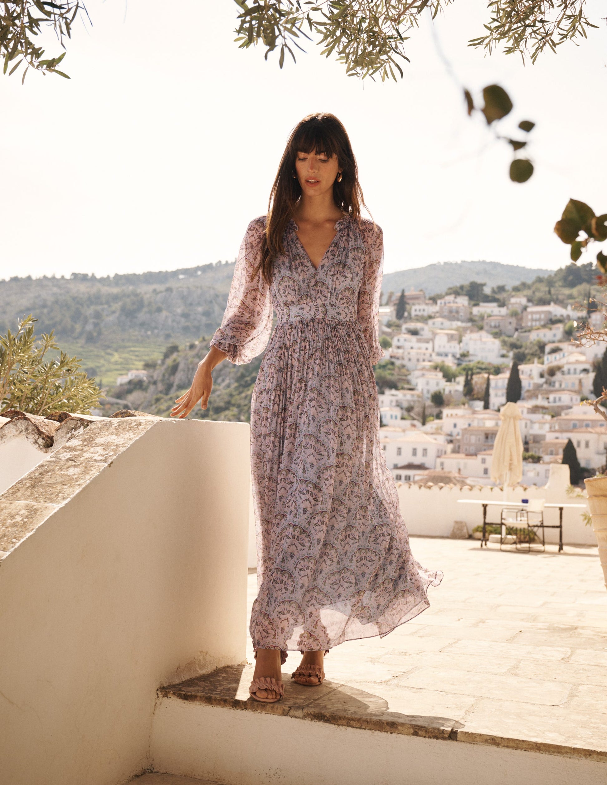 Romantic Ruffle Neck Dress-Multi Paradise Gardens-1